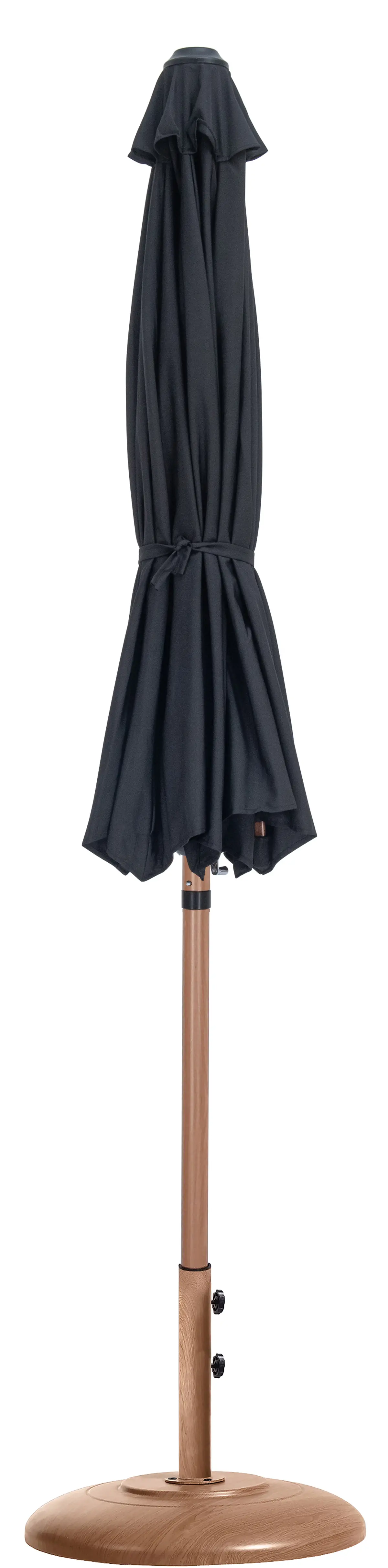 55014BLACK-BT Fiji Black Patio Umbrella with Teak Aluminum Base Set-3