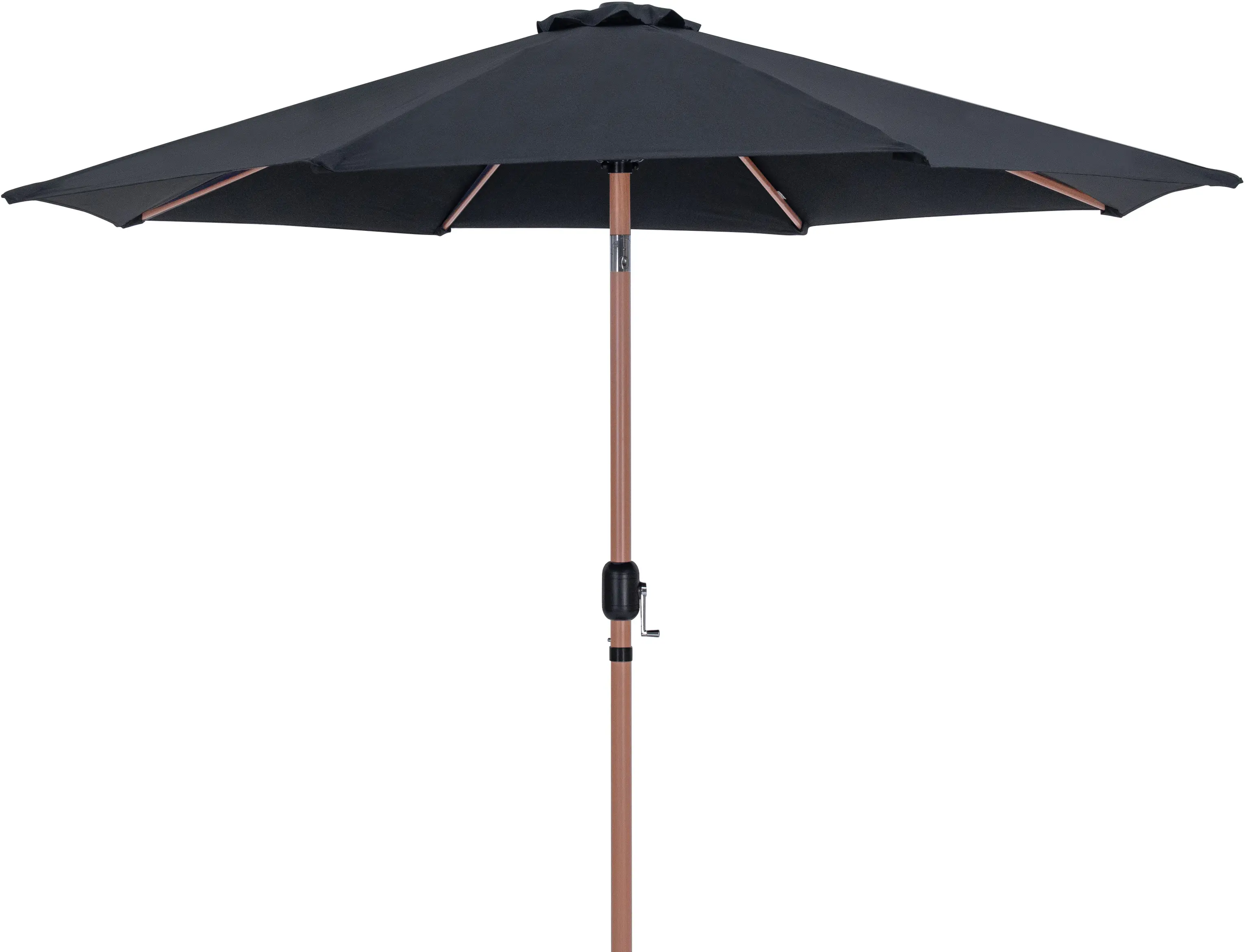 55014BLACK-BT Fiji Black Patio Umbrella with Teak Aluminum Base Set-5