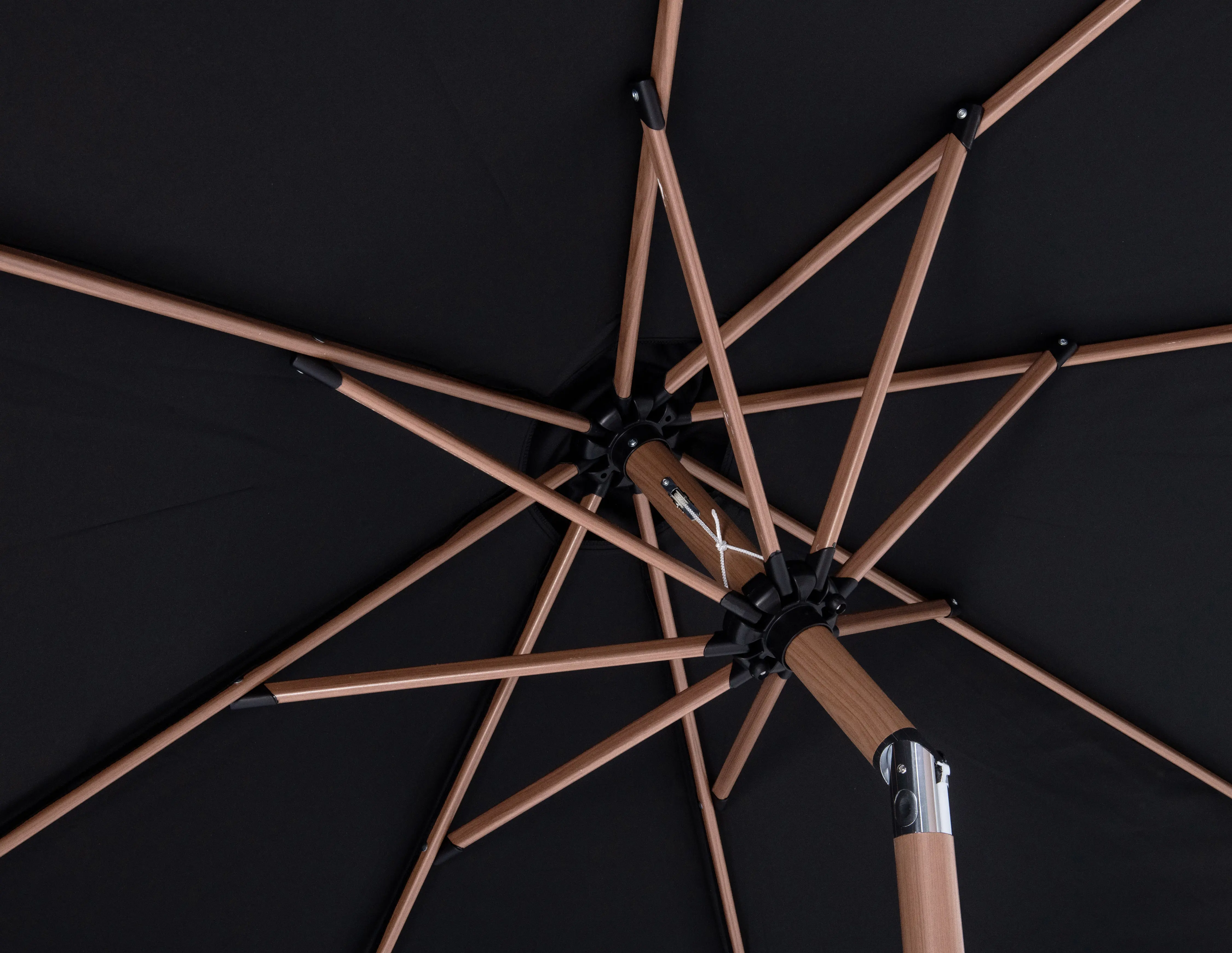 55014BLACK-BT Fiji Black Patio Umbrella with Teak Aluminum Base Set-6