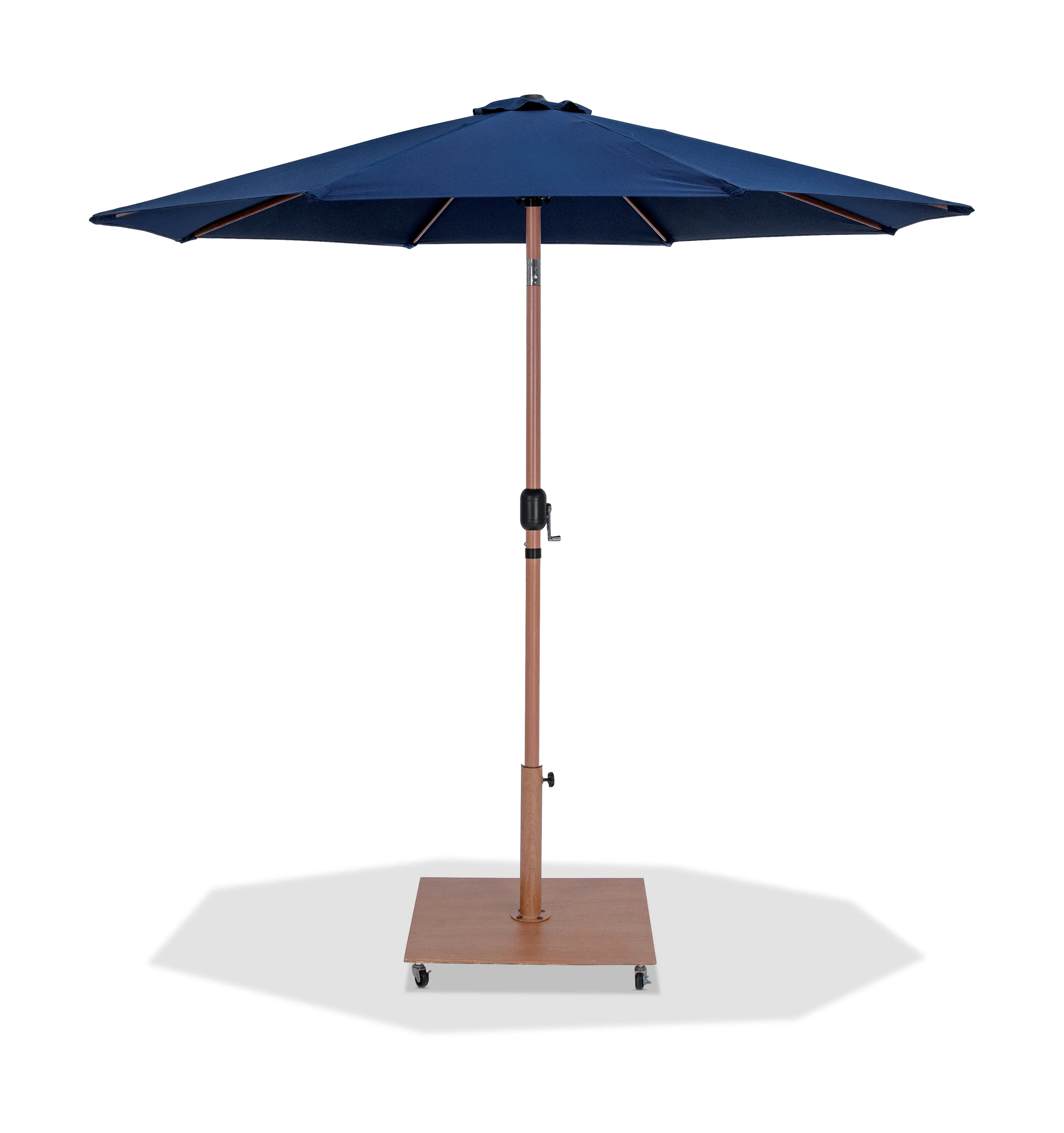 Fiji Navy Patio Umbrella with Teak Aluminum Base Set-1