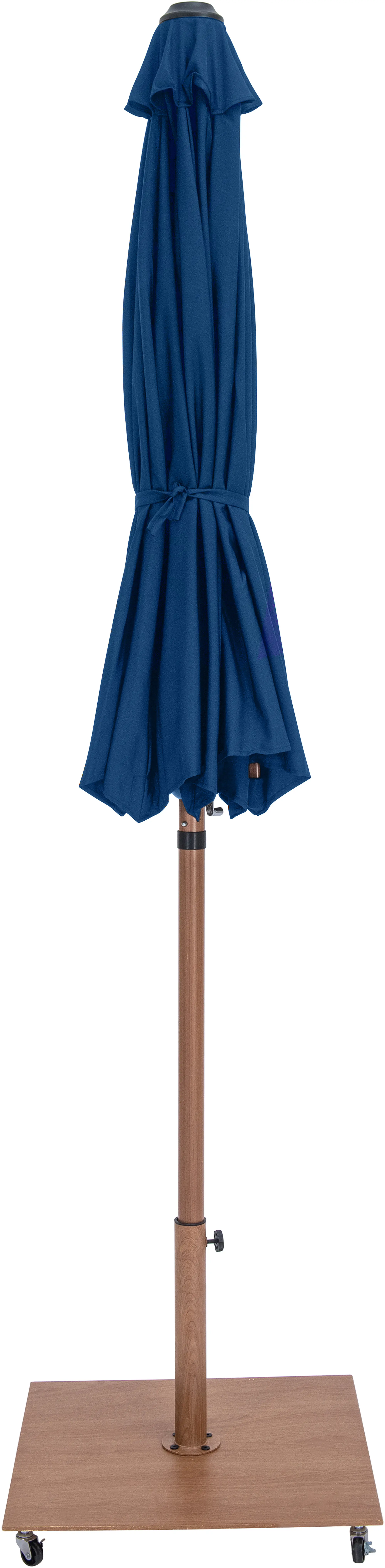 Fiji Navy Patio Umbrella with Teak Aluminum Base Set-3