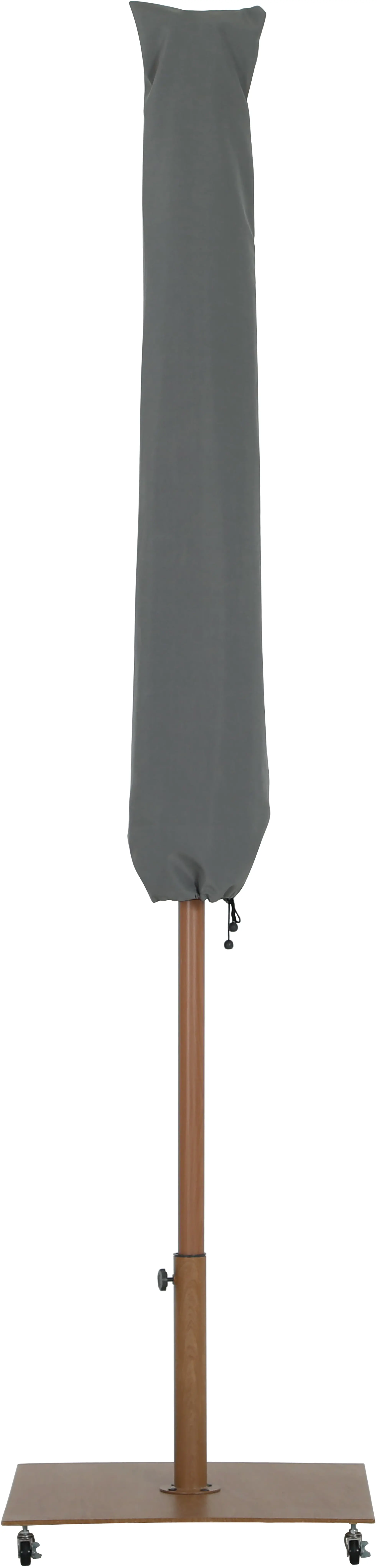 Fiji White Patio Umbrella with Teak Aluminum Base Set-4