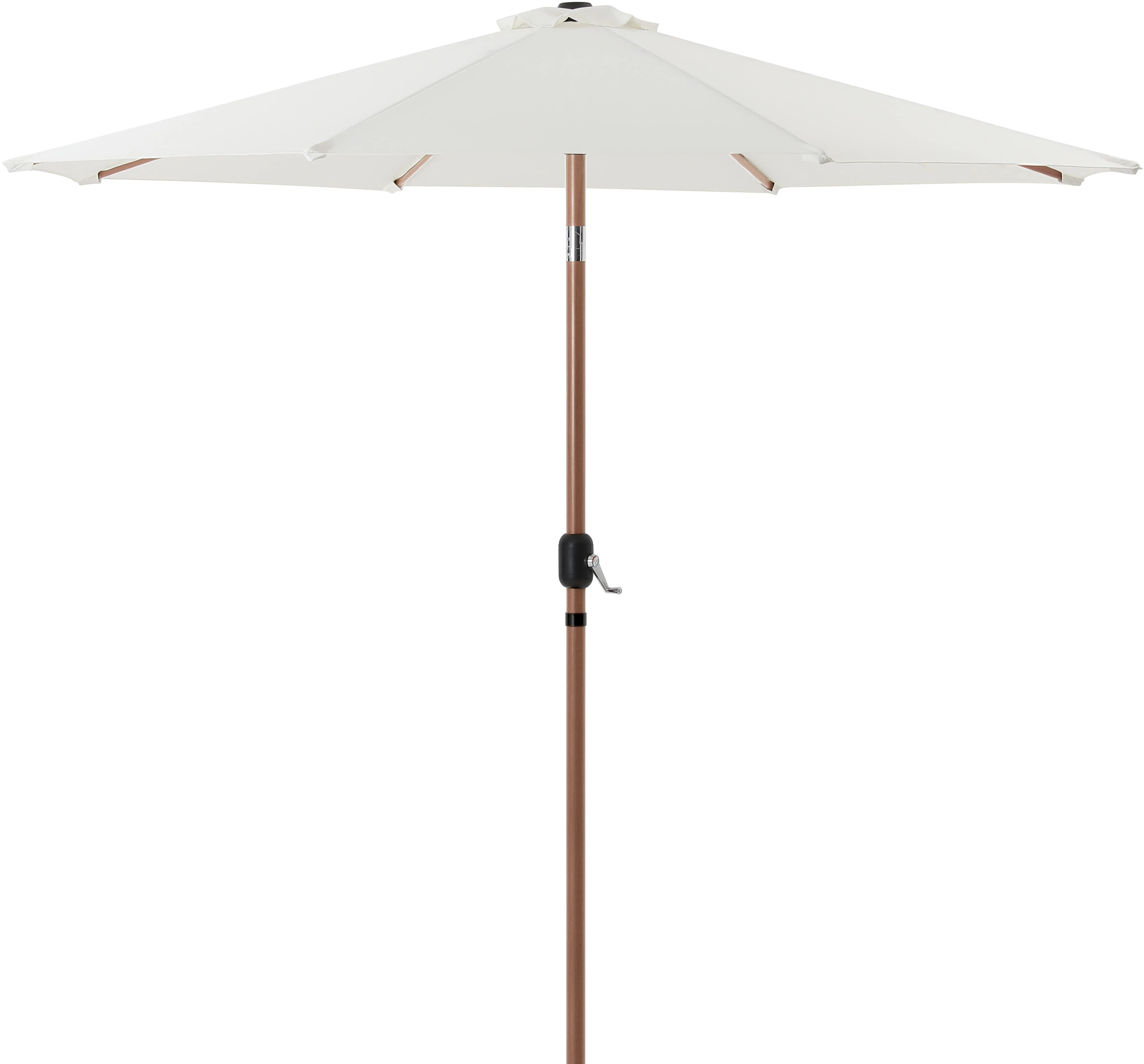 Fiji White Patio Umbrella with Teak Aluminum Base Set-5