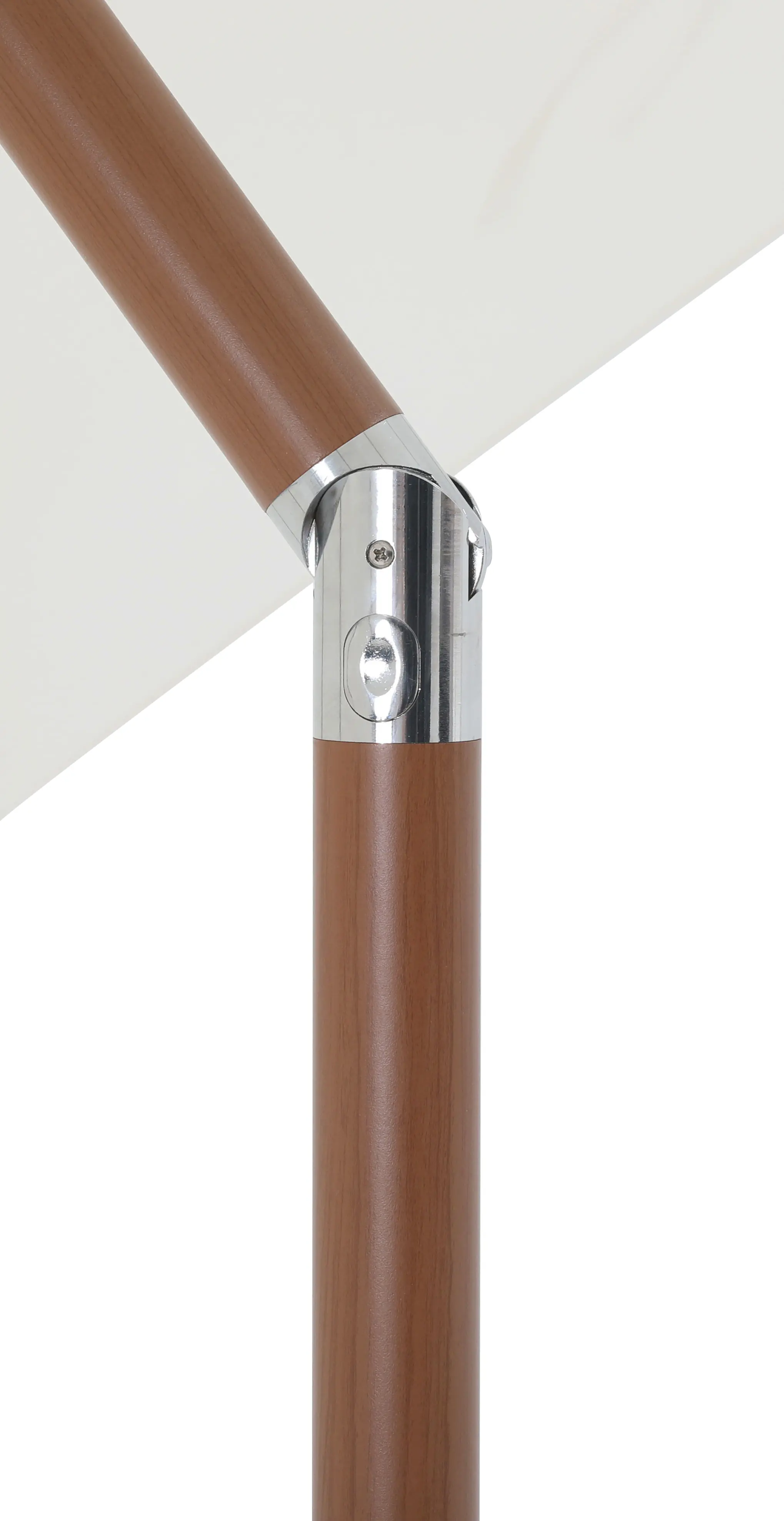 Fiji White Patio Umbrella with Teak Aluminum Base Set-7