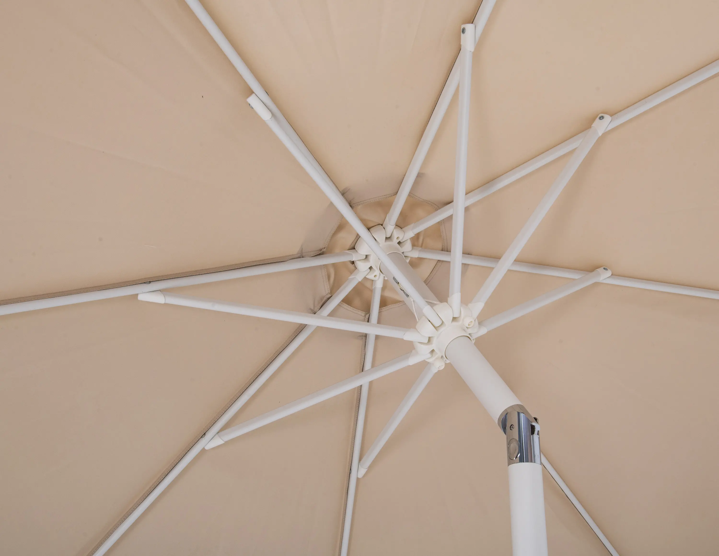 Fiji Beige Patio Umbrella with White Aluminum Base Set-6