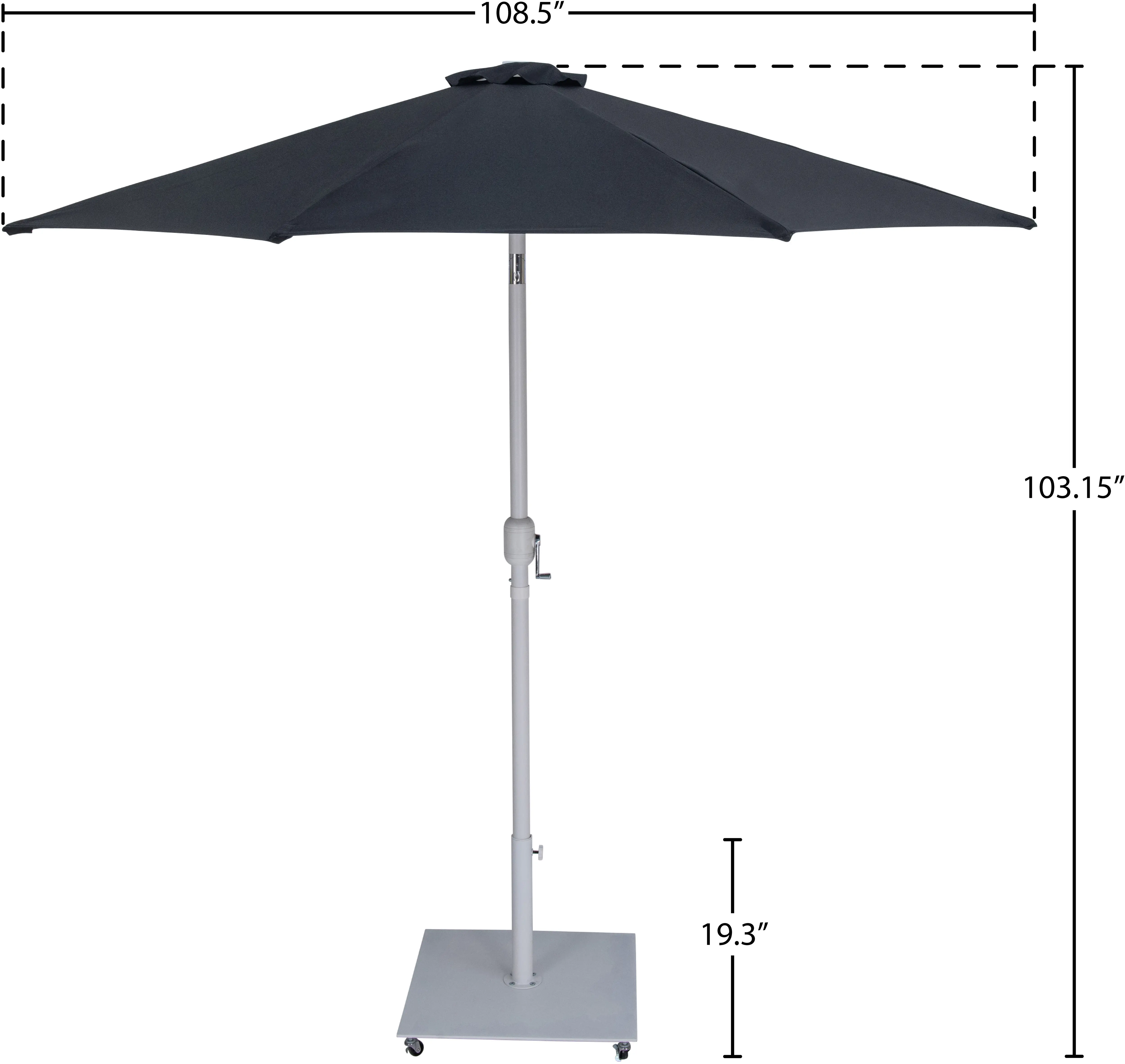 Fiji Black Patio Umbrella with White Aluminum Base Set-15