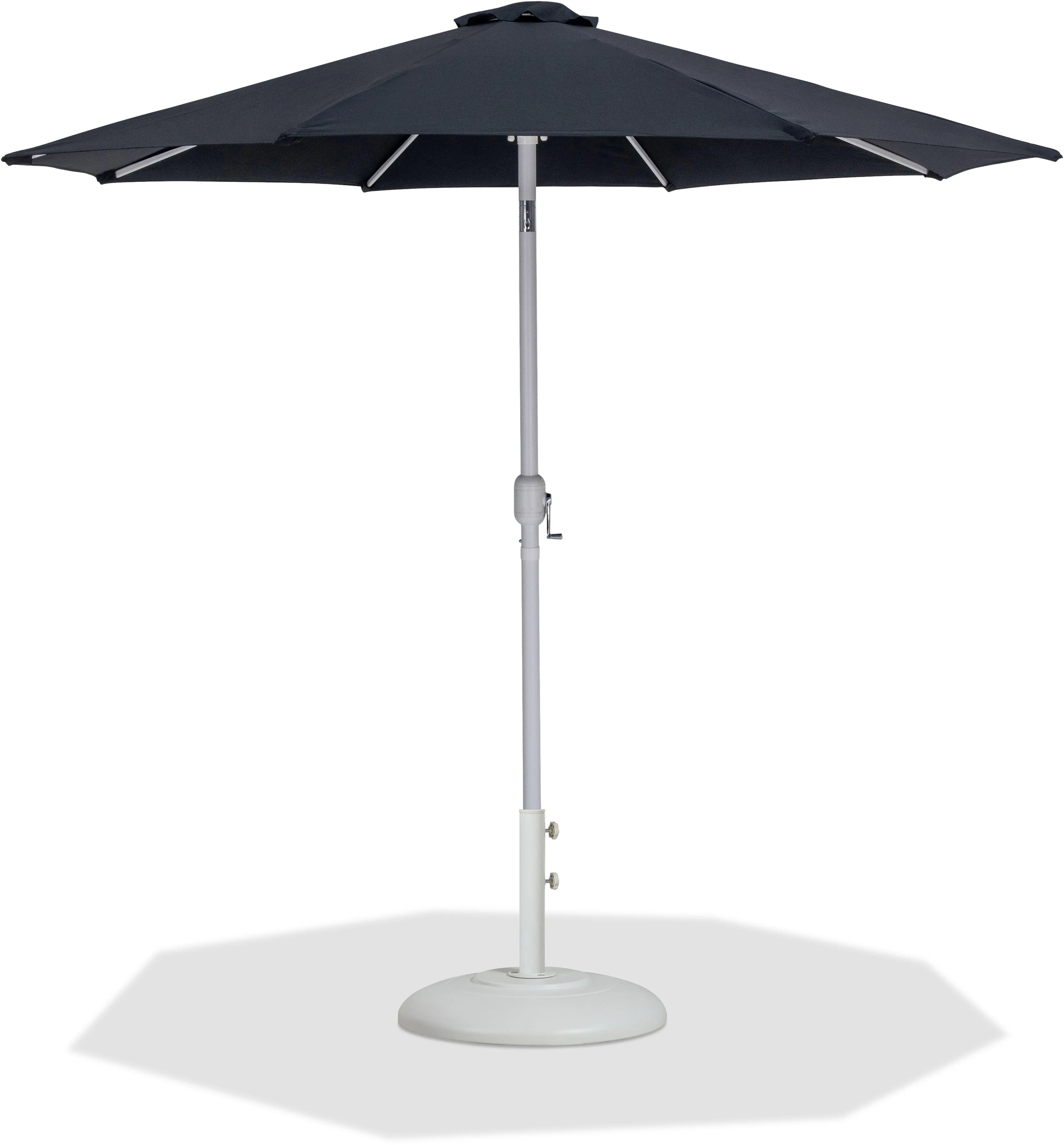 55015BLACK-BW Fiji Black Patio Umbrella with White Aluminum Base Set-1