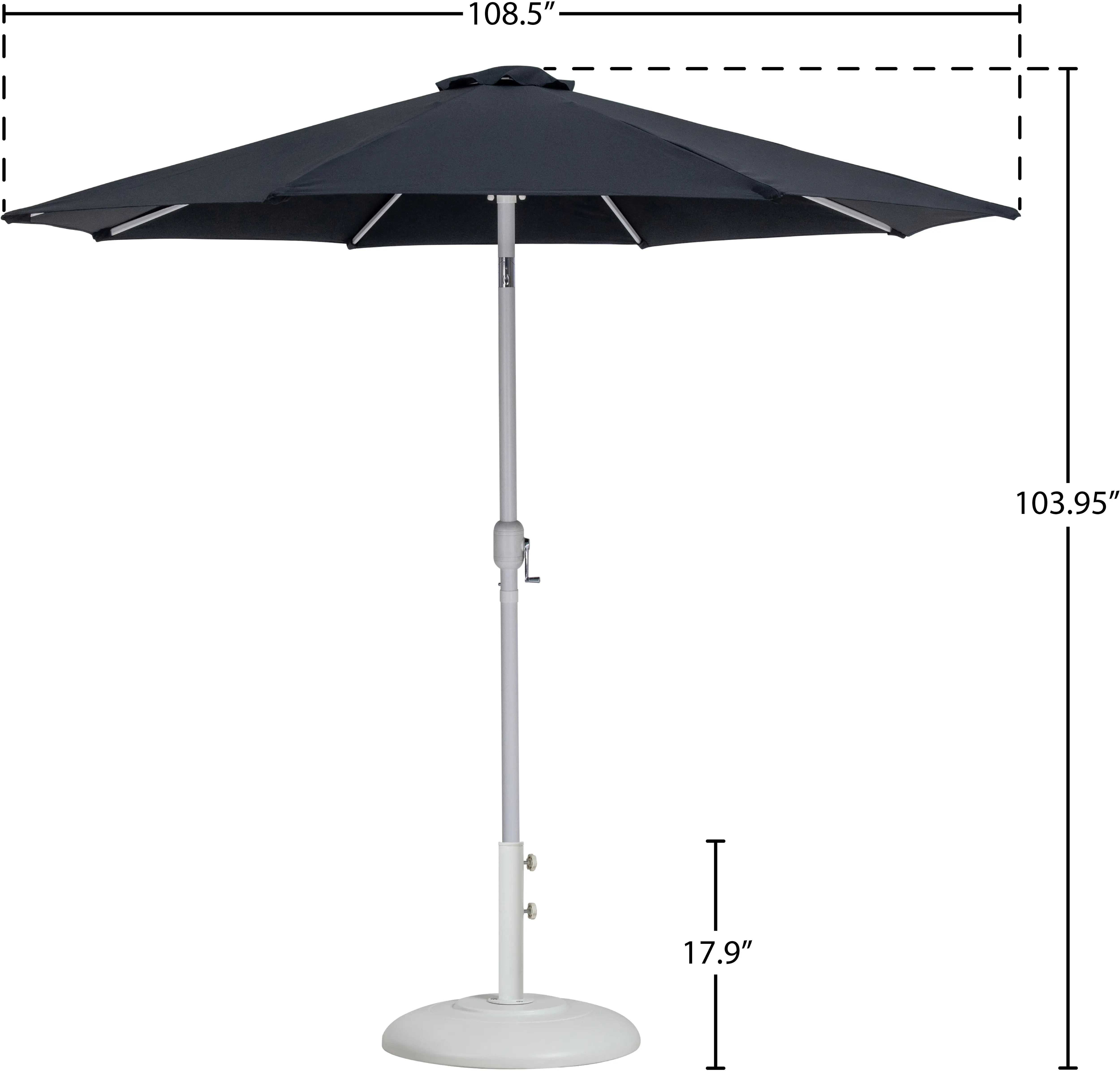 55015BLACK-BW Fiji Black Patio Umbrella with White Aluminum Base Set-15