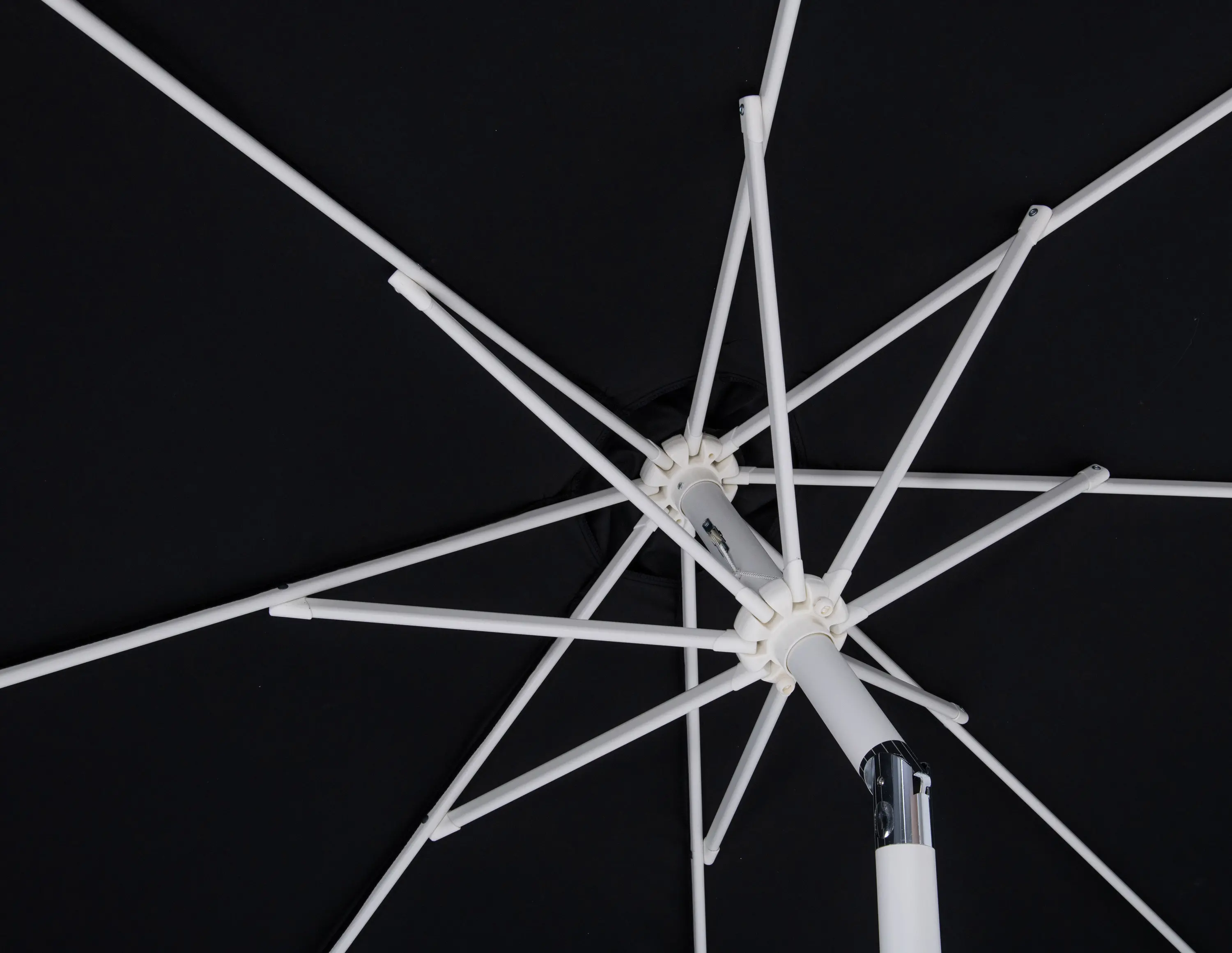 55015BLACK-BW Fiji Black Patio Umbrella with White Aluminum Base Set-6