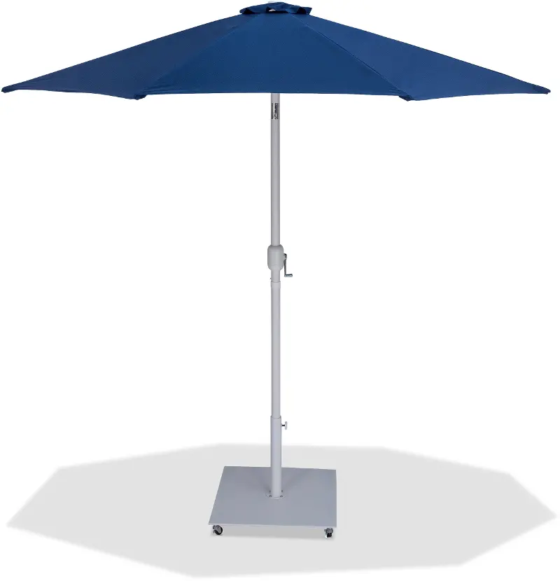 Fiji Navy Patio Umbrella with White Aluminum Base Set
