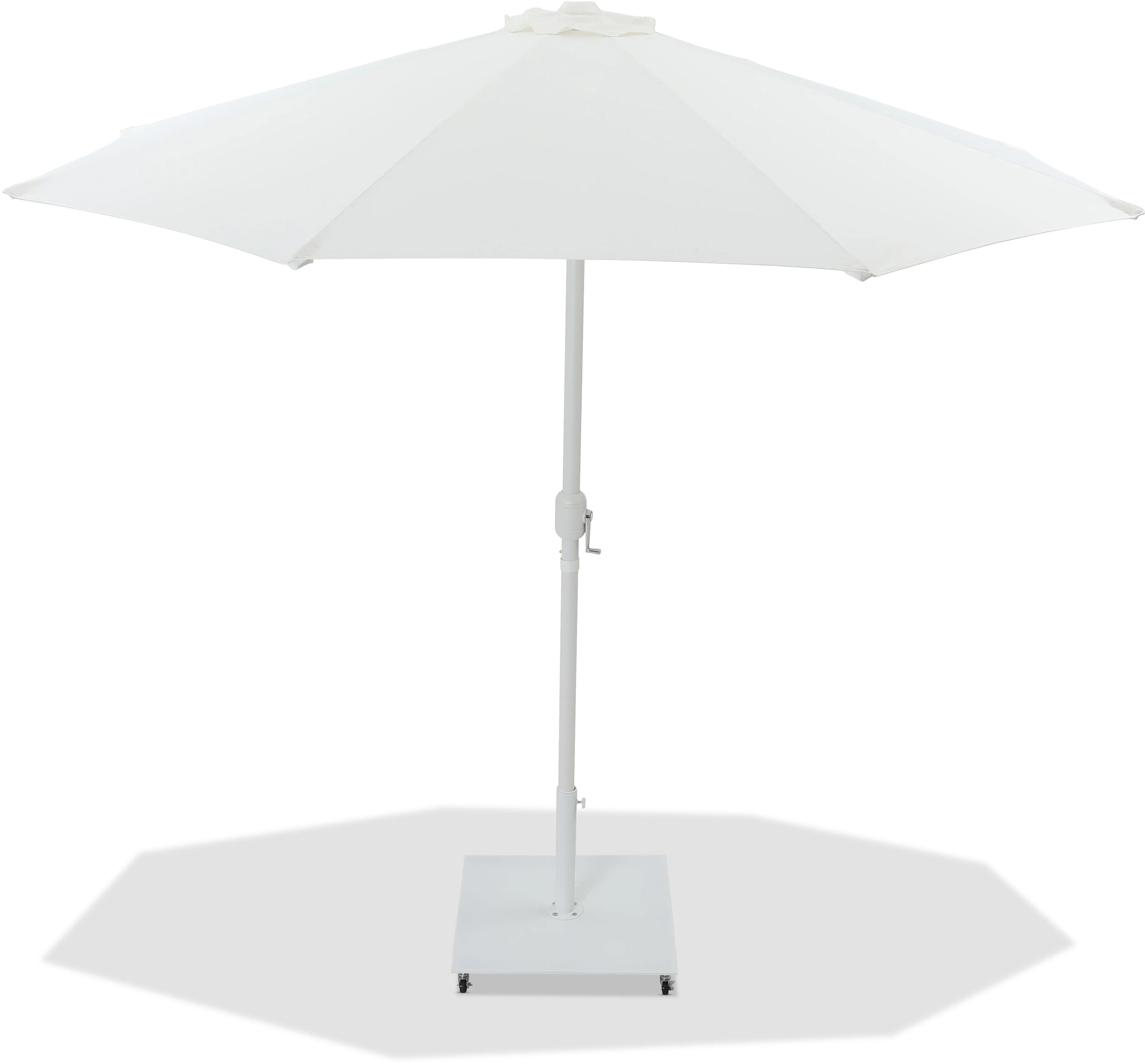 Fiji White Patio Umbrella with White Aluminum Base Set-1