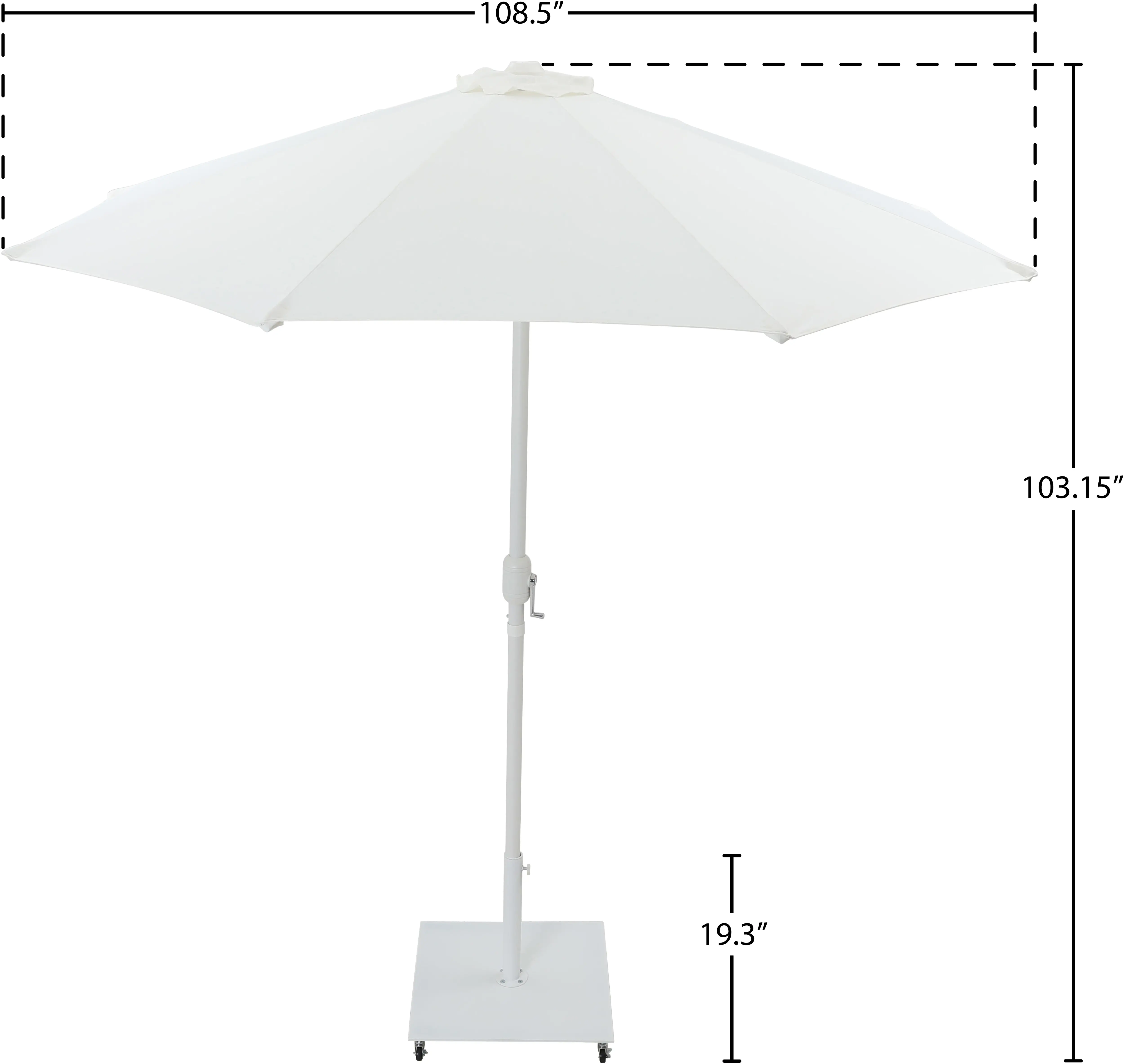 Fiji White Patio Umbrella with White Aluminum Base Set-15