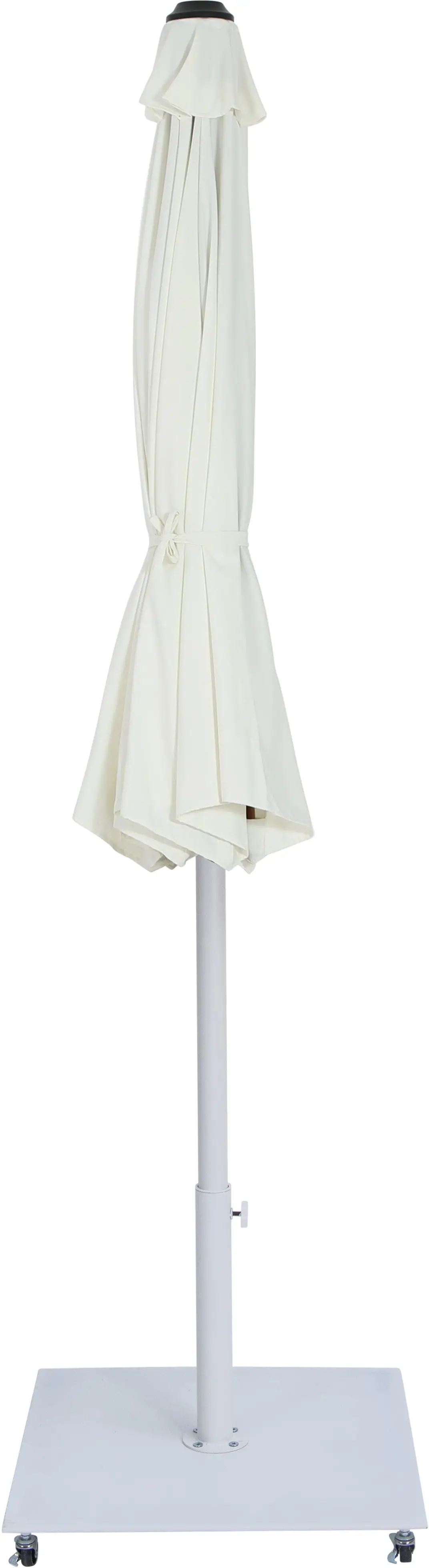 Fiji White Patio Umbrella with White Aluminum Base Set-3