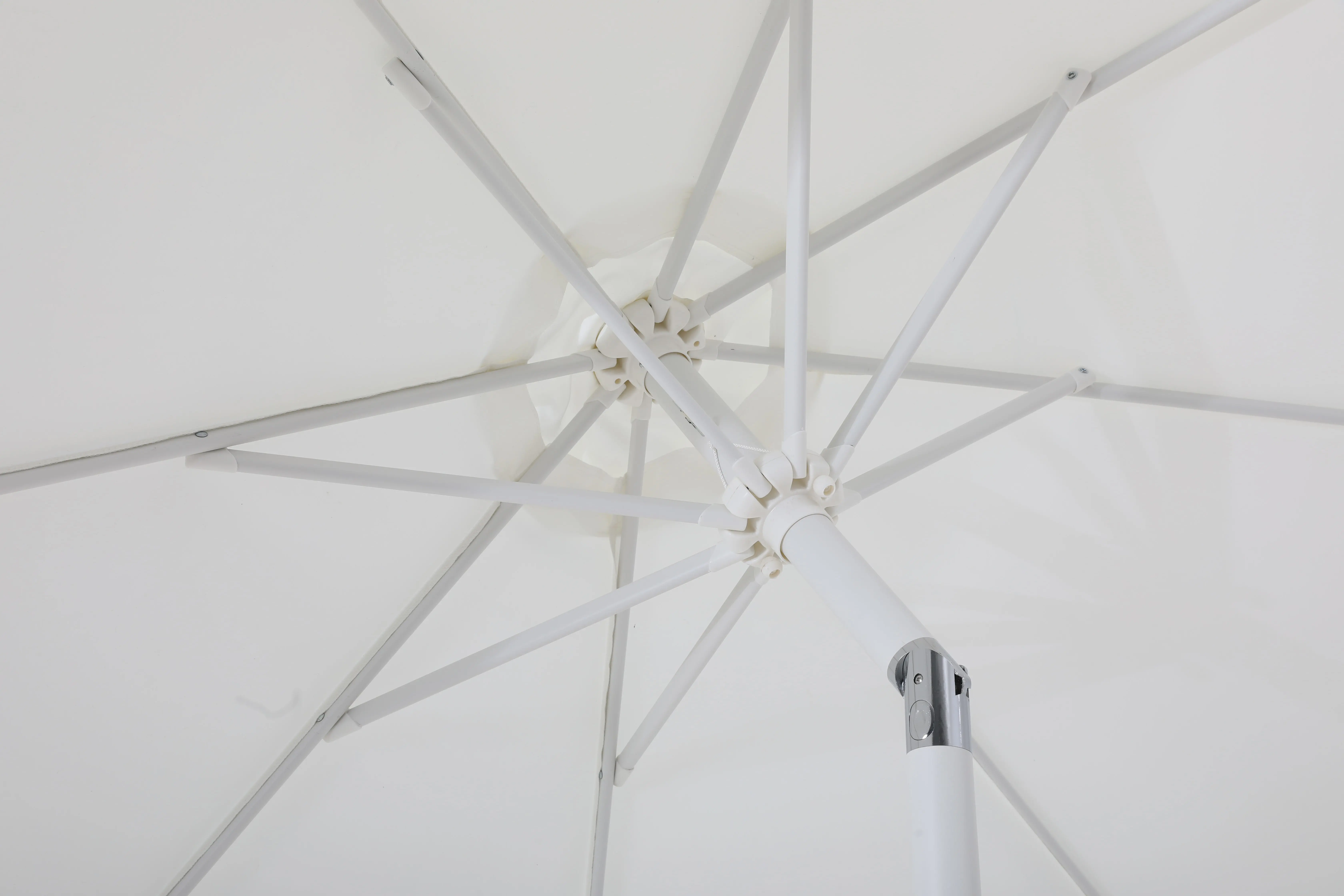 Fiji White Patio Umbrella with White Aluminum Base Set-6