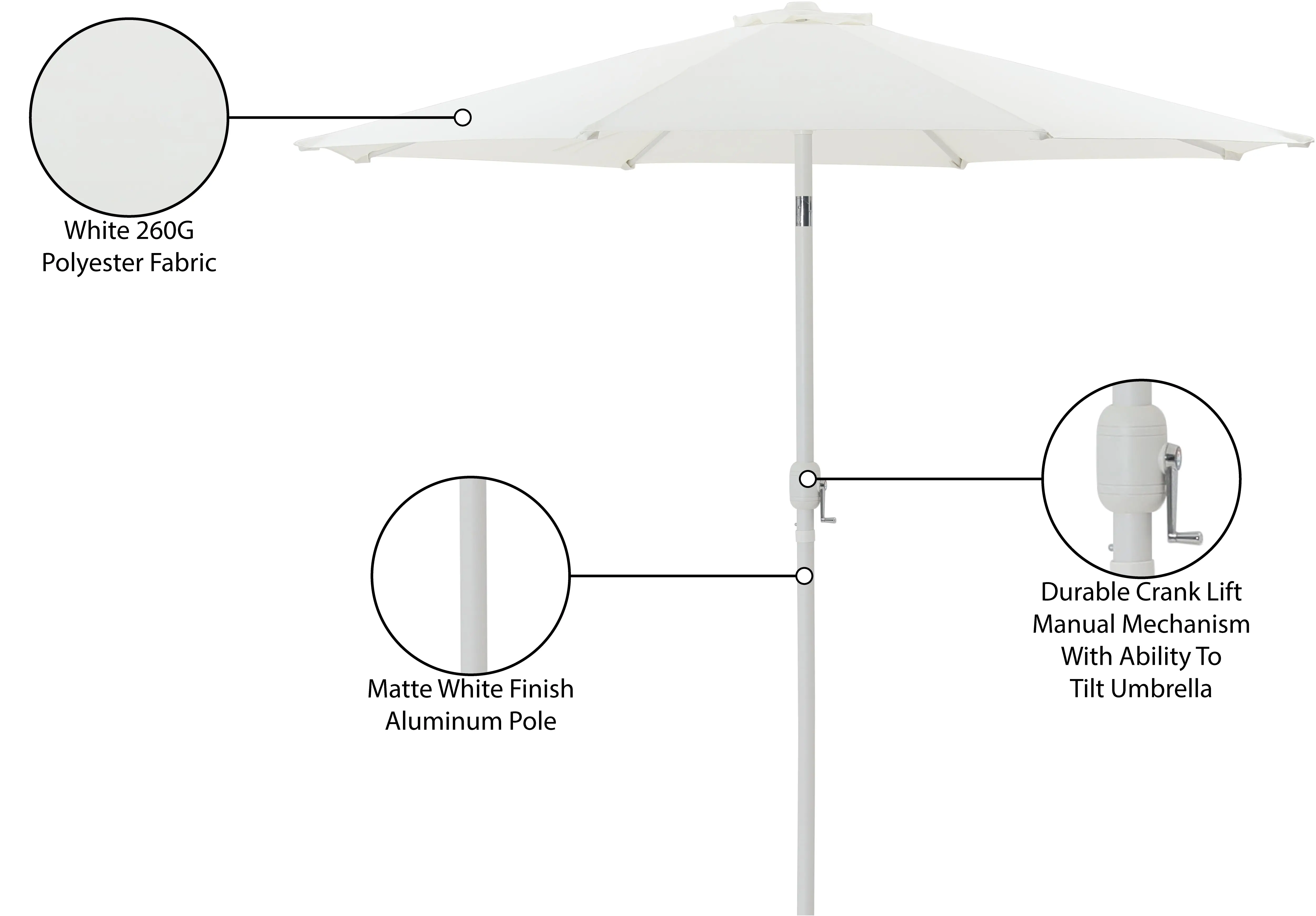 Fiji White Patio Umbrella-10