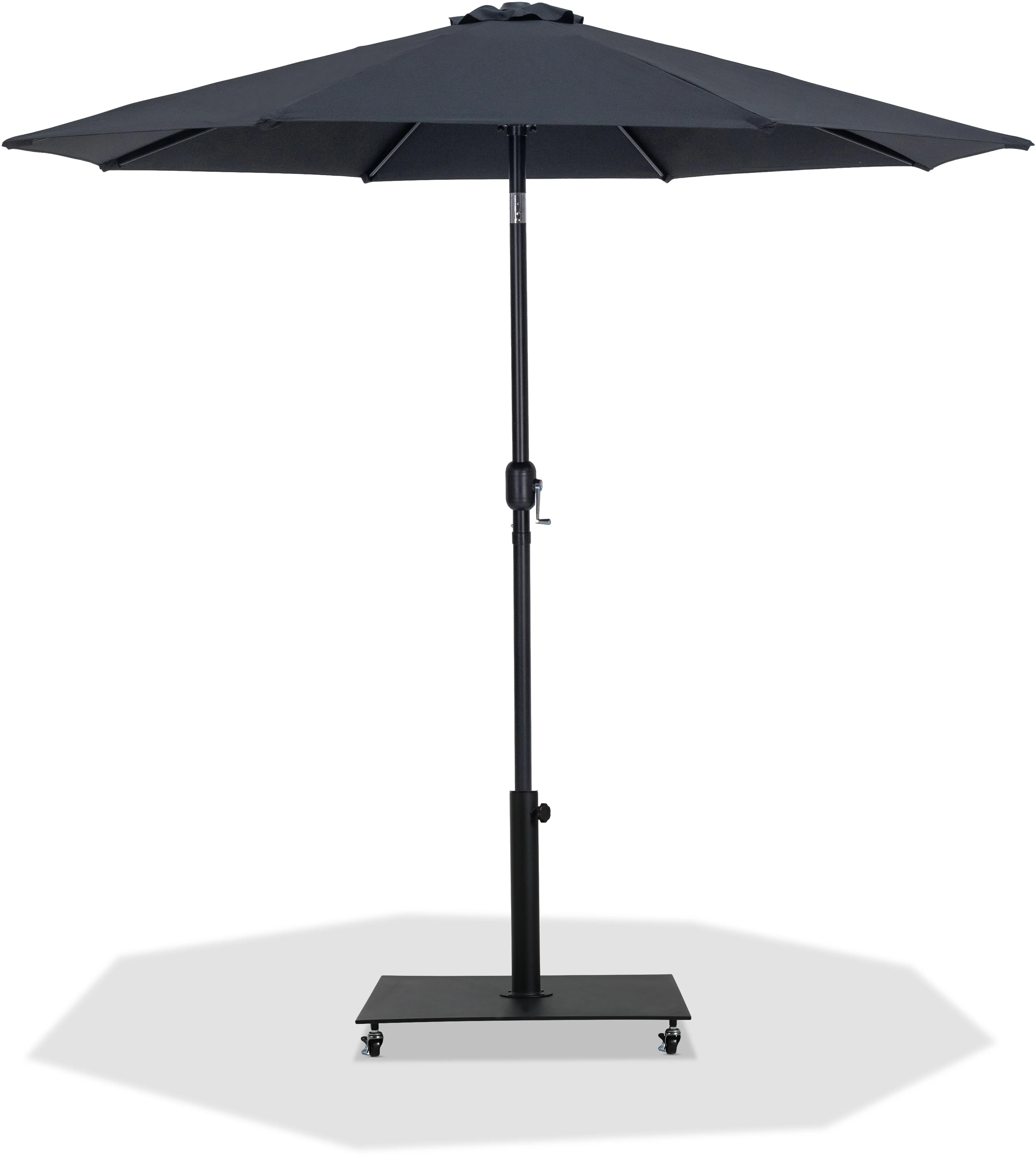 Fiji Black Patio Umbrella with Black Aluminum Base Set-1