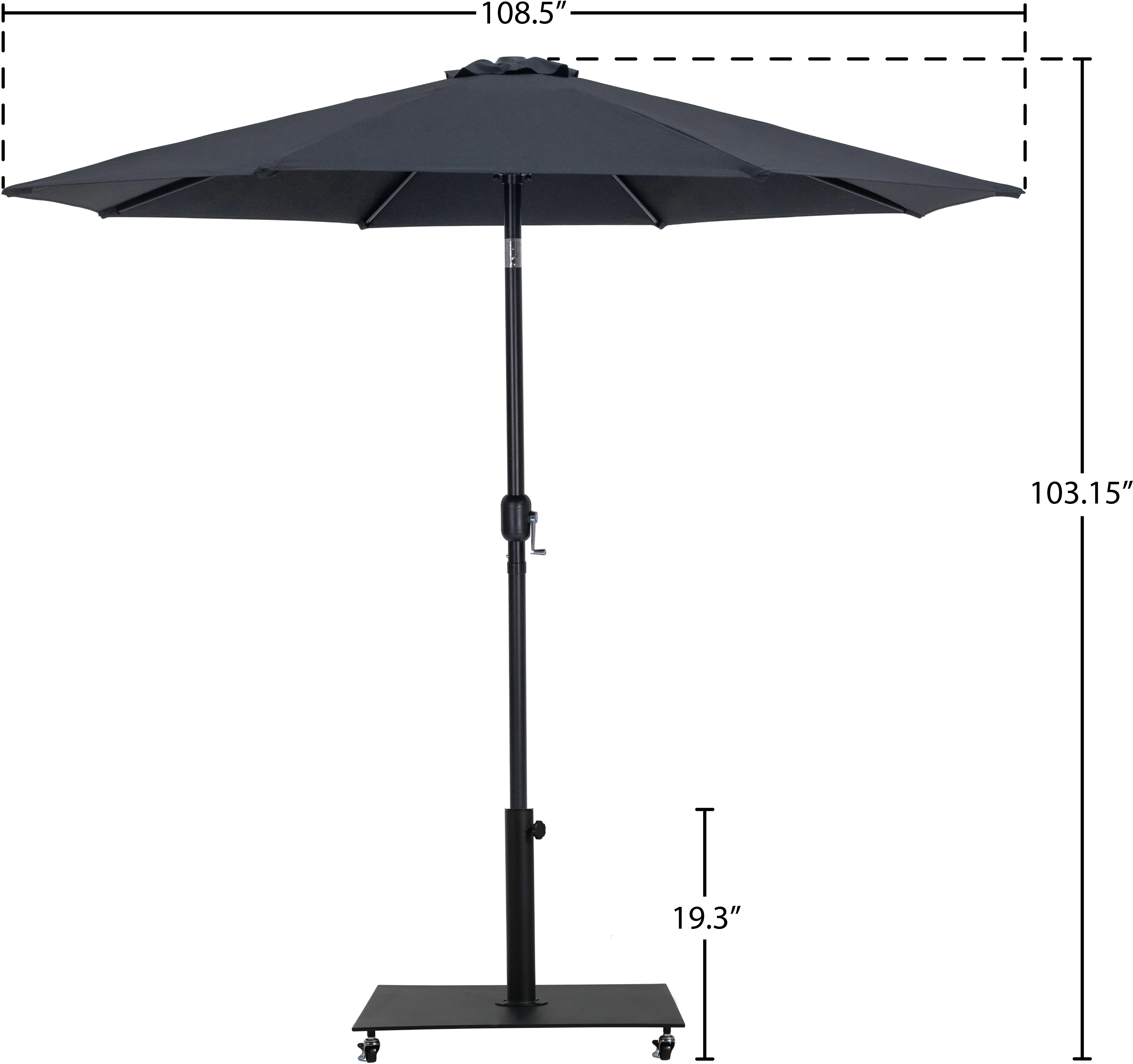 Fiji Black Patio Umbrella with Black Aluminum Base Set-14