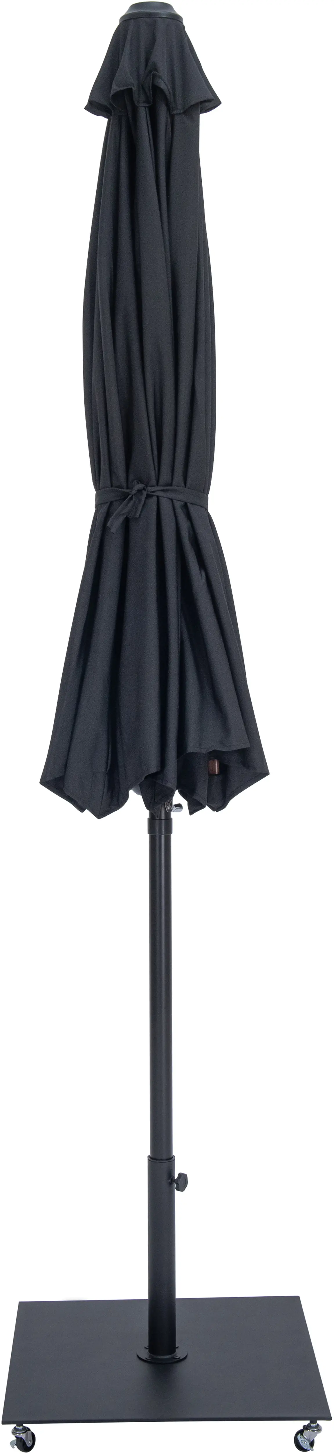 Fiji Black Patio Umbrella with Black Aluminum Base Set-3