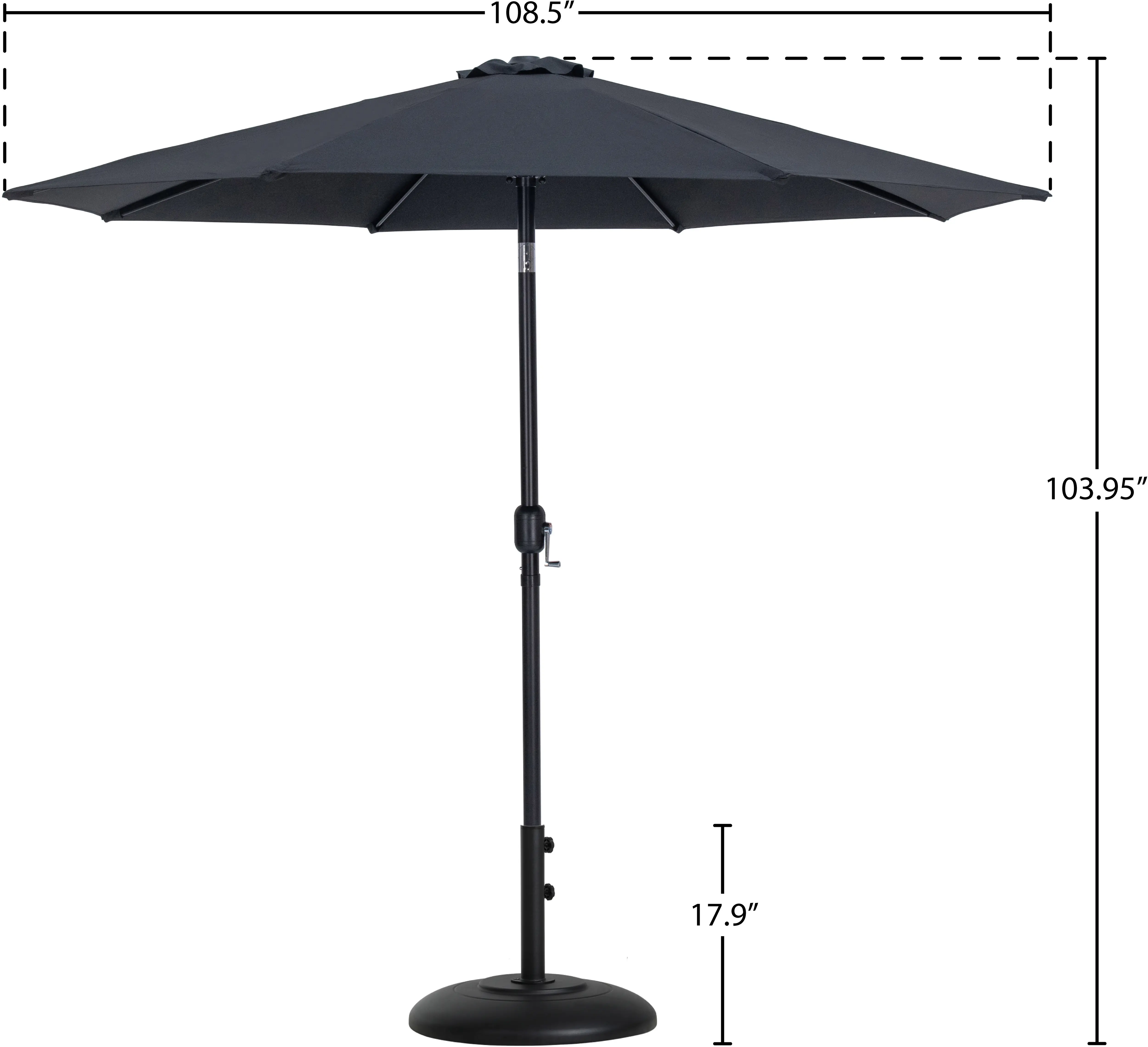 Fiji Black Patio Umbrella with Black Aluminum Base Set-15