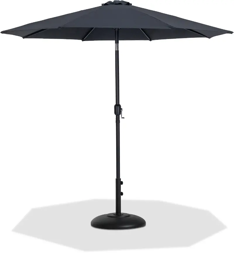 Fiji Black Patio Umbrella with Black Aluminum Base Set