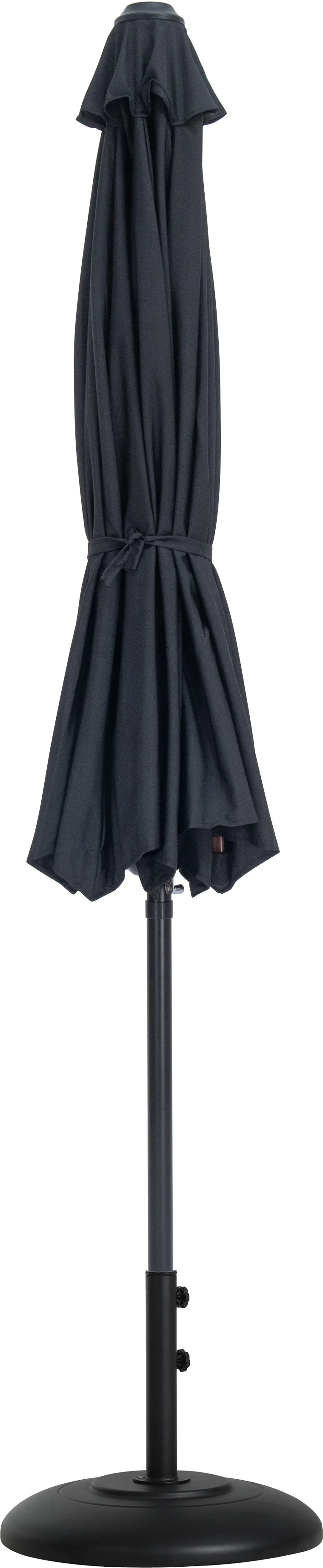 Fiji Black Patio Umbrella with Black Aluminum Base Set-3
