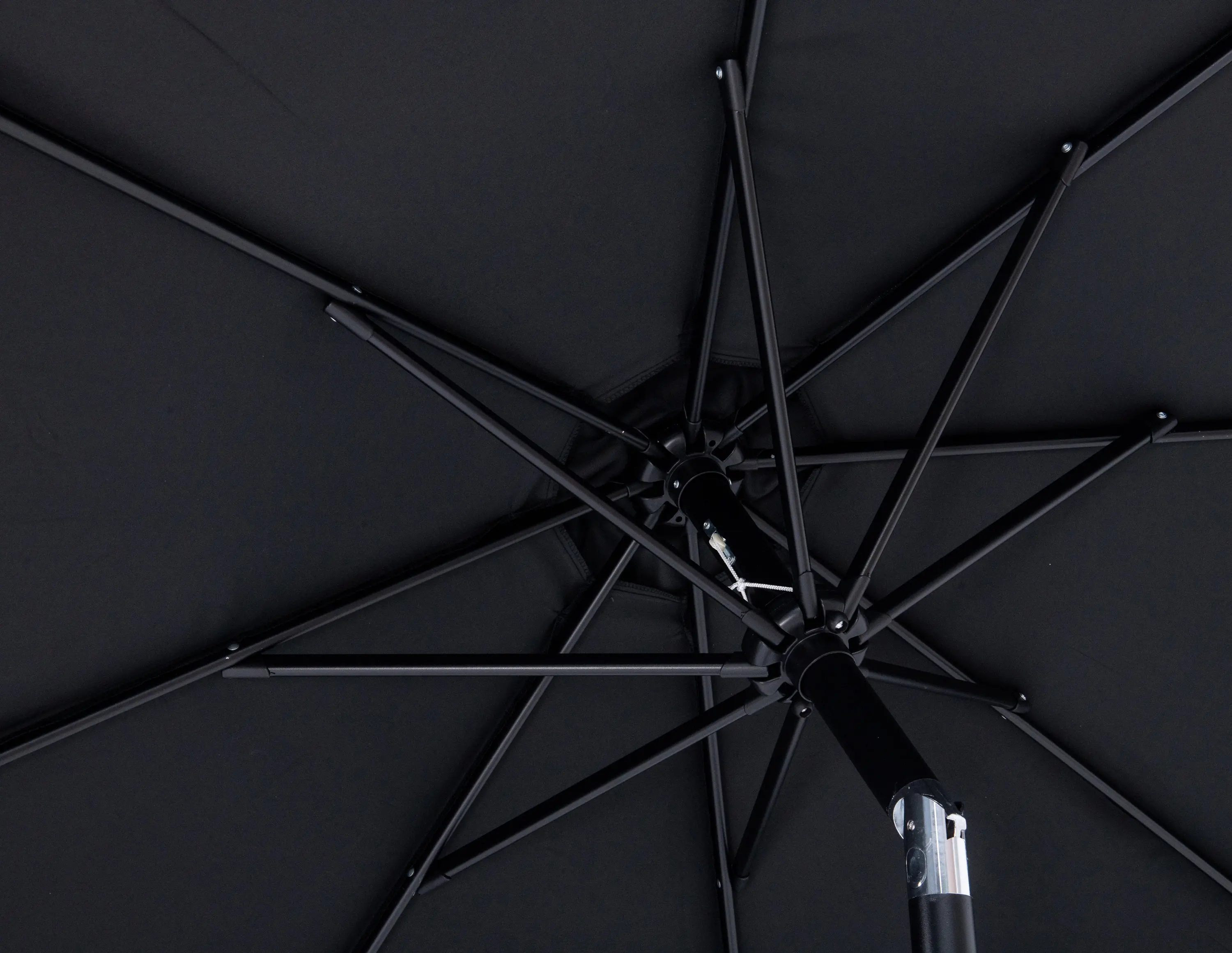 Fiji Black Patio Umbrella with Black Aluminum Base Set-5