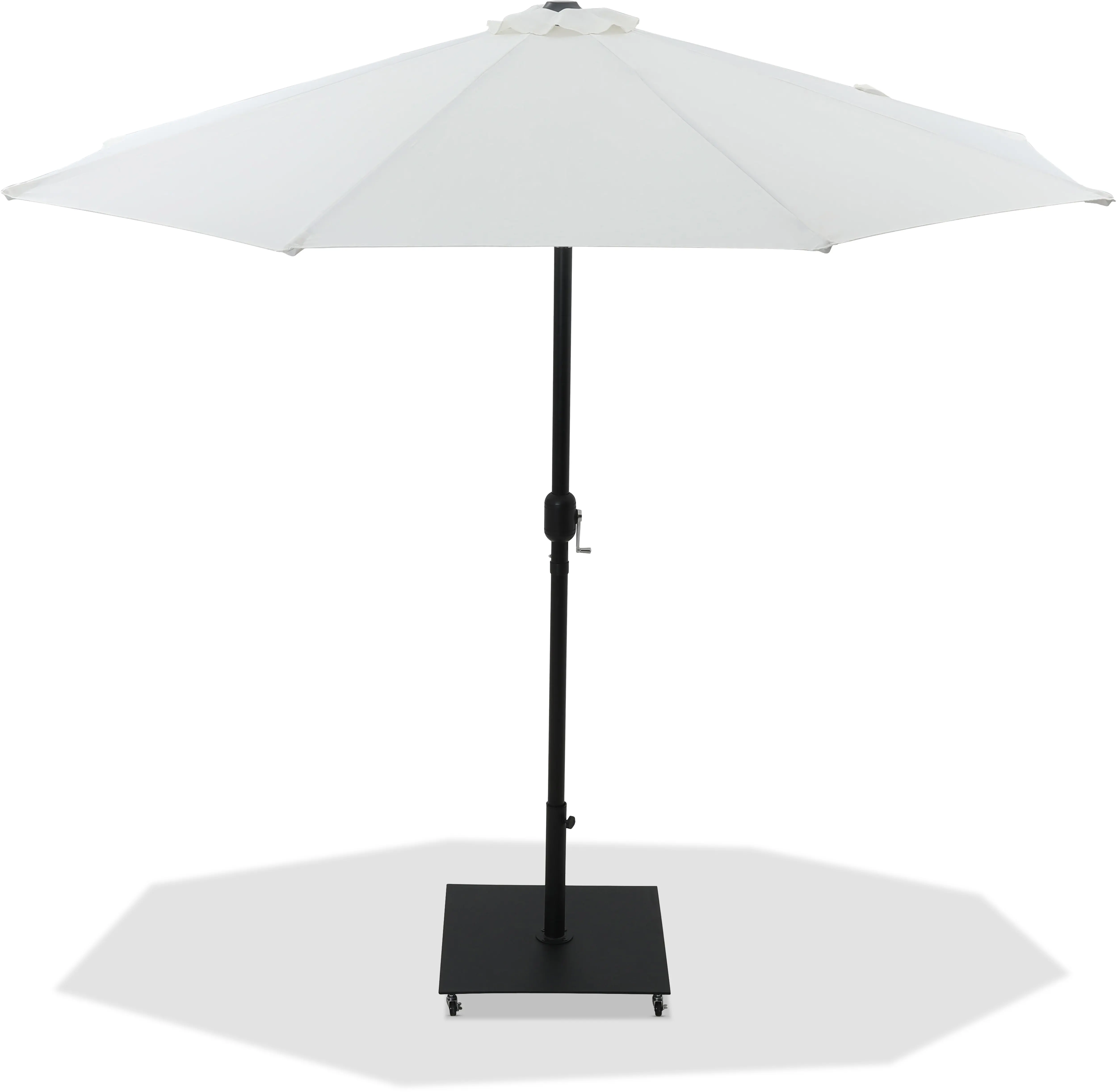 Fiji White Patio Umbrella with Black Aluminum Base Set-1