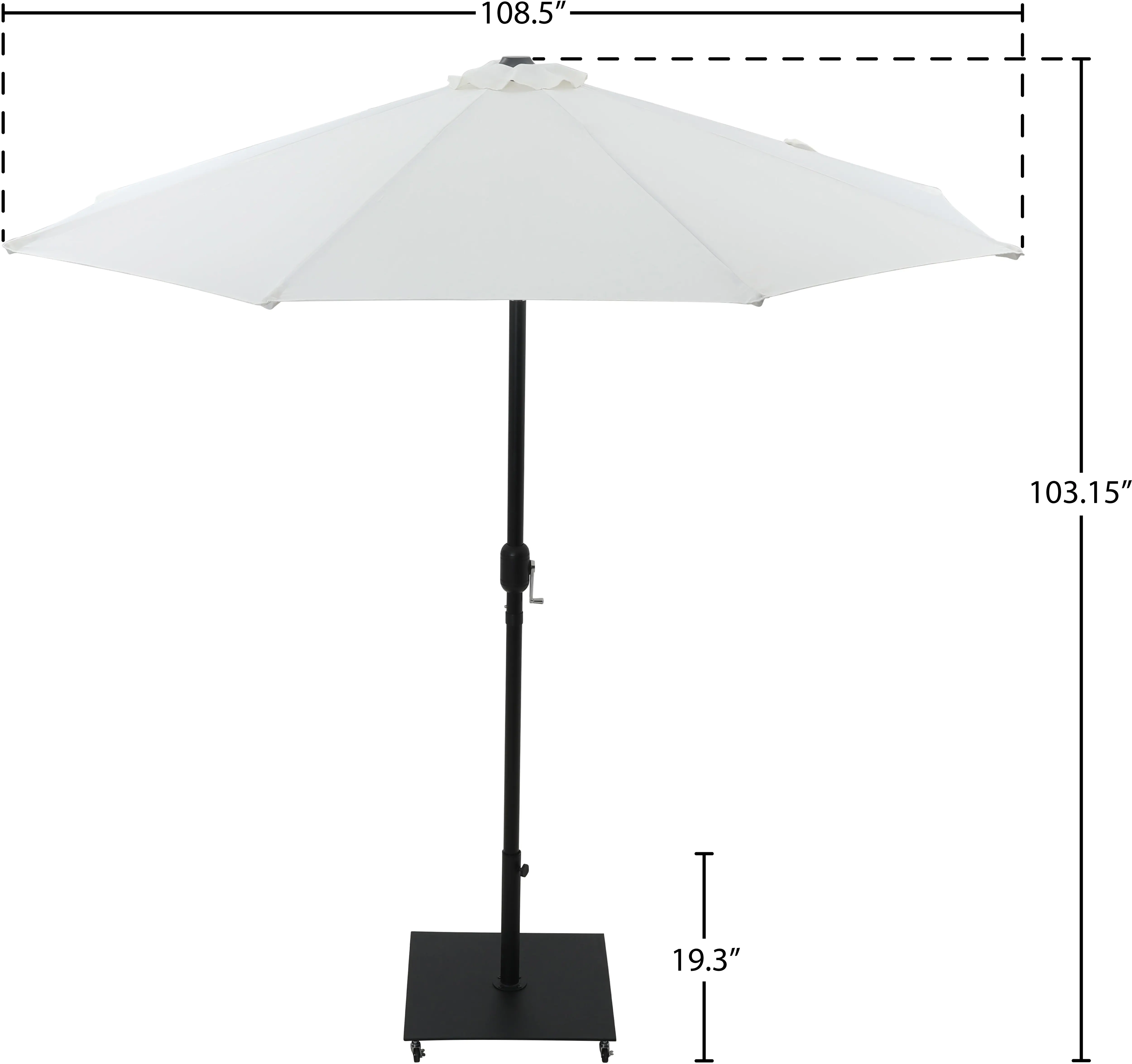Fiji White Patio Umbrella with Black Aluminum Base Set-14
