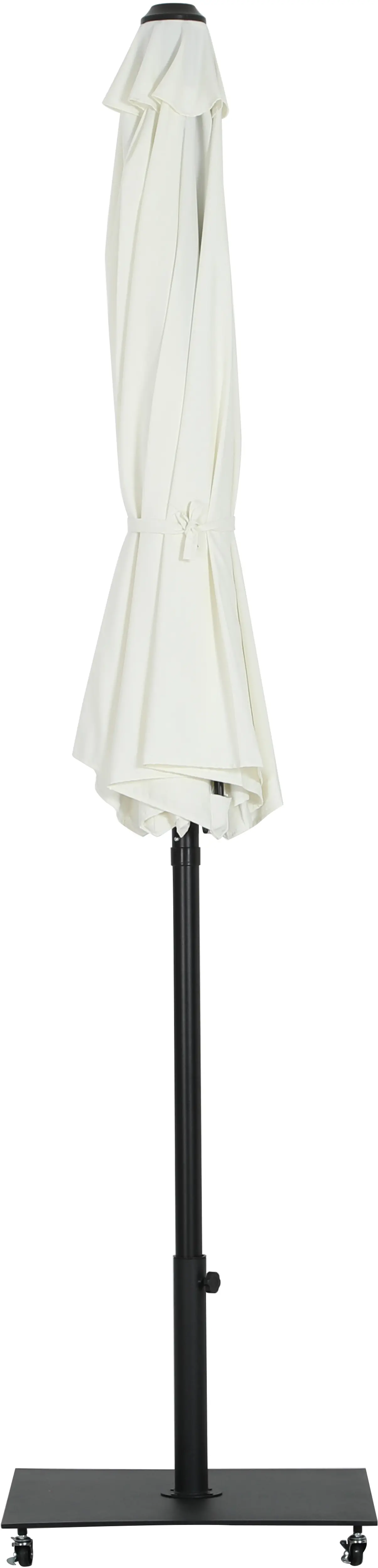 Fiji White Patio Umbrella with Black Aluminum Base Set-3