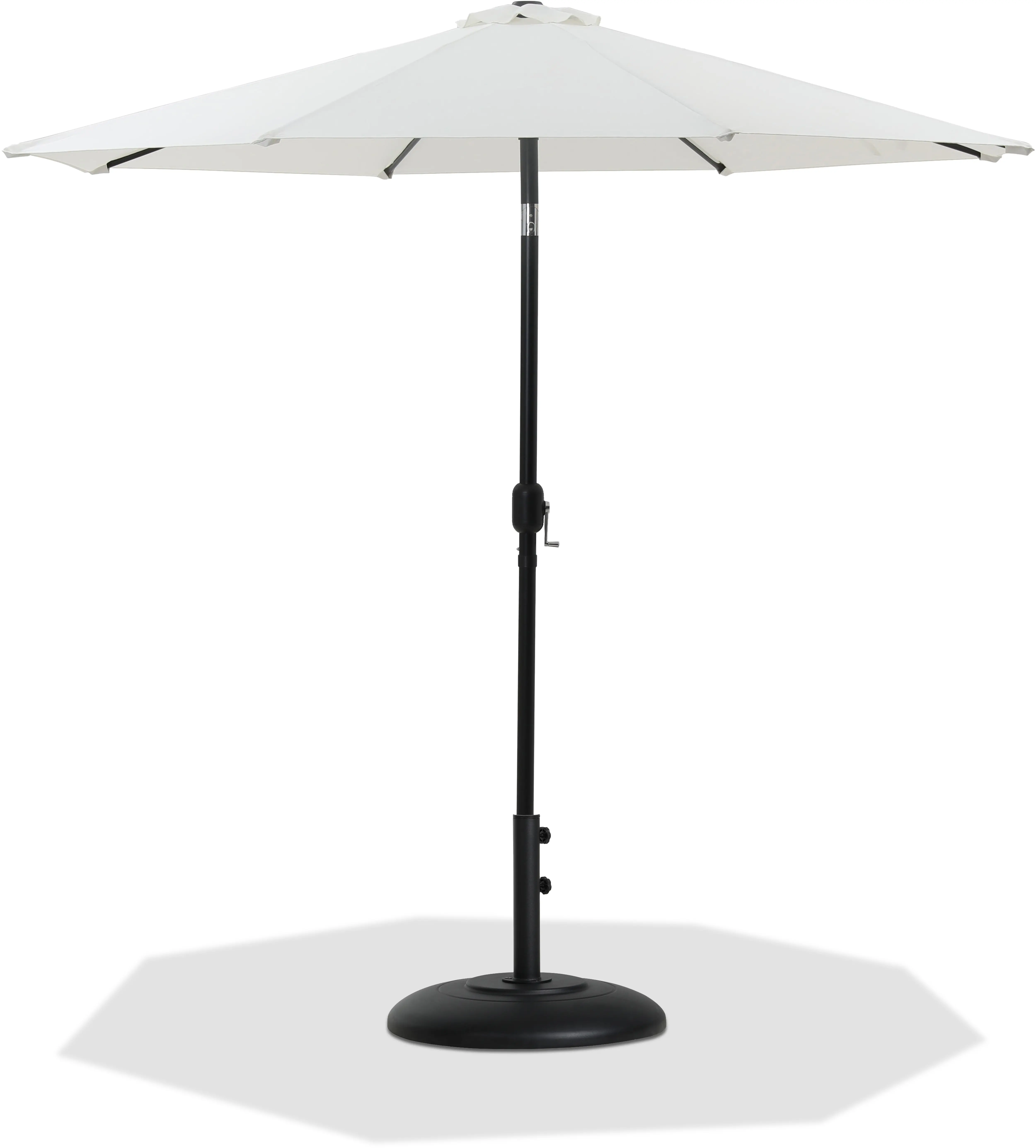 Fiji White Patio Umbrella with Black Aluminum Base Set-1