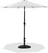 Fiji White Patio Umbrella with Black Aluminum Base Set