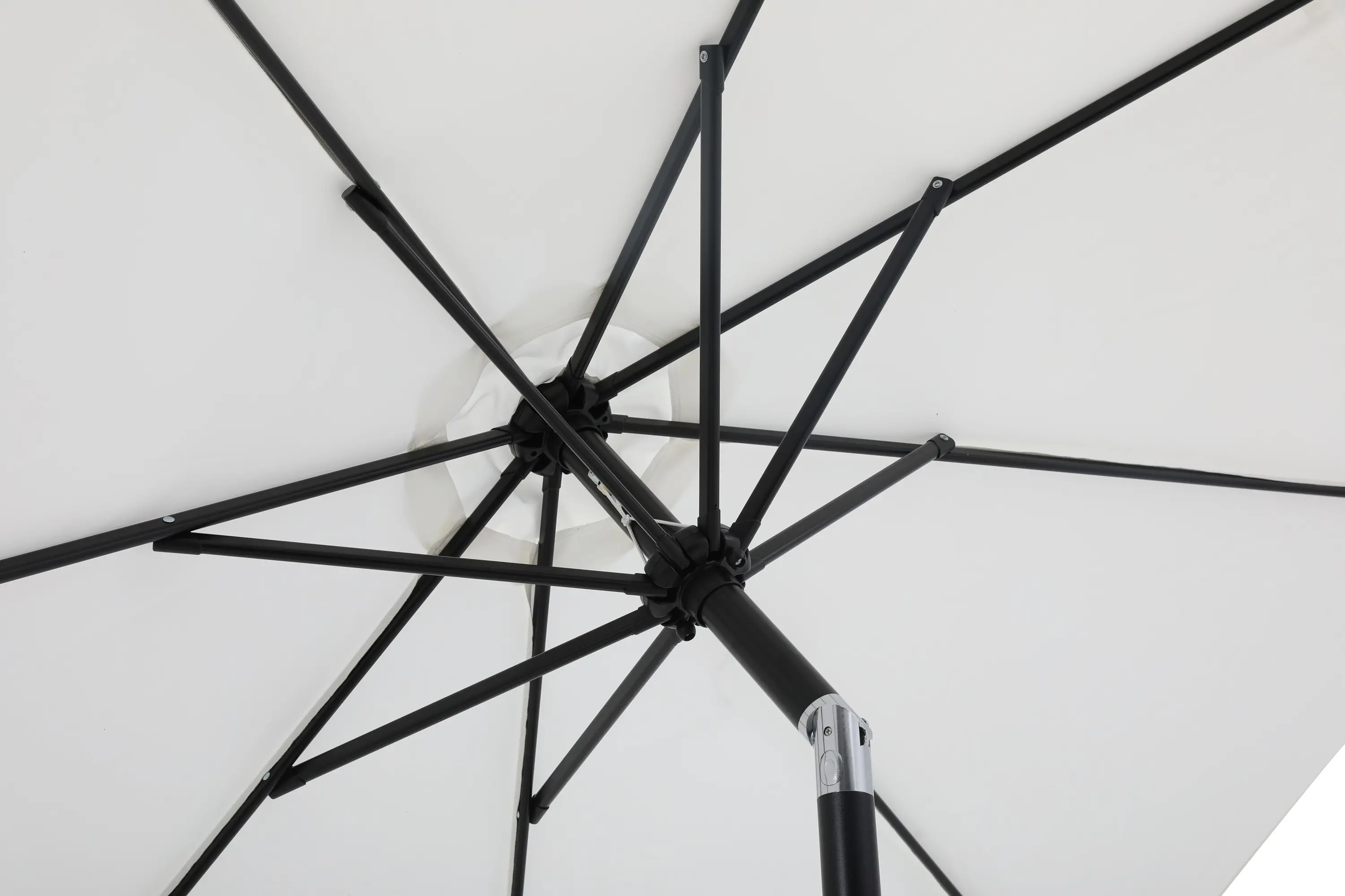 Fiji White Patio Umbrella with Black Aluminum Base Set-6