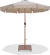Amalfi Beige Patio Umbrella with Teak Aluminum Base Set