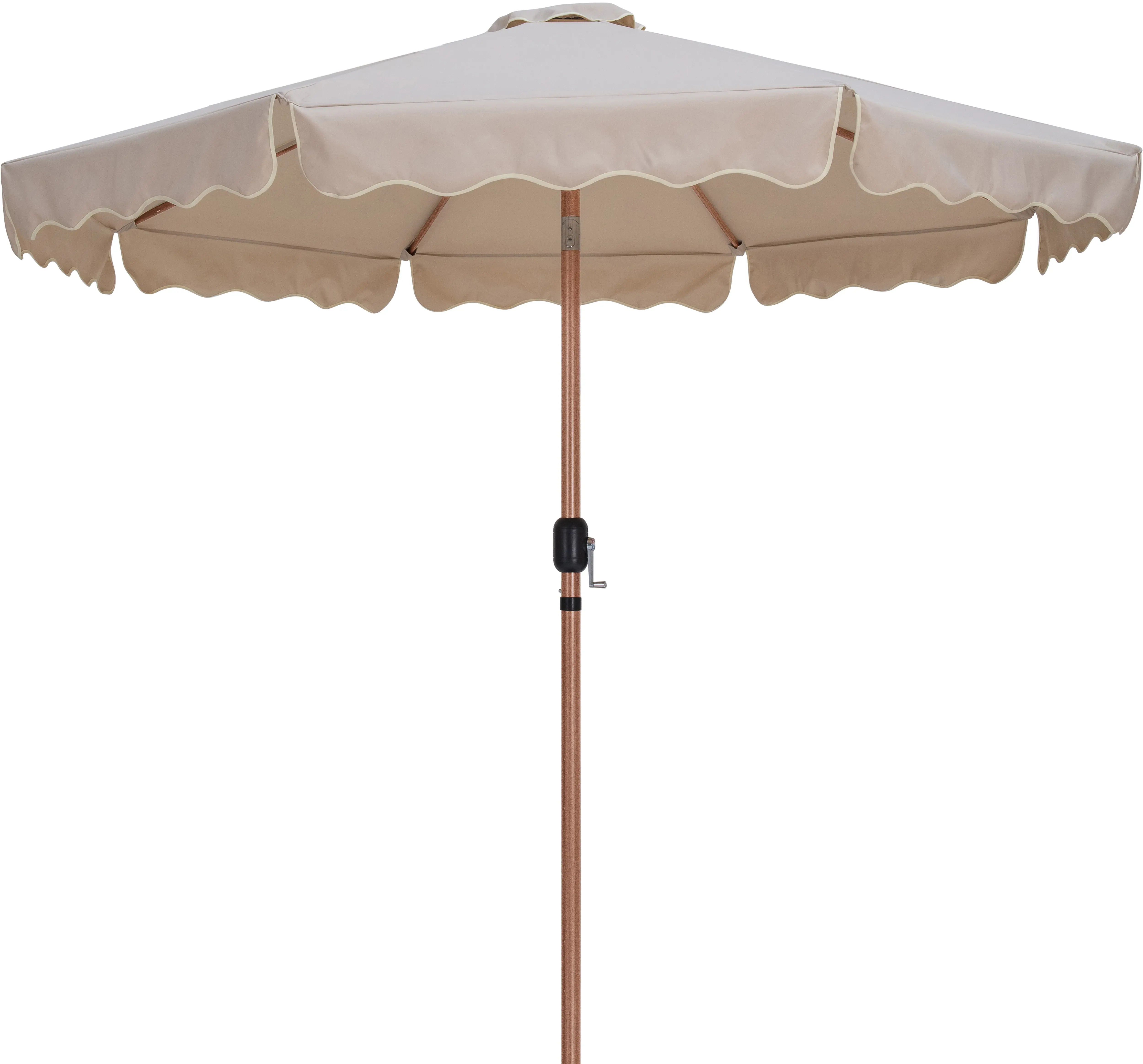 Amalfi Beige Patio Umbrella with Teak Aluminum Base Set-4