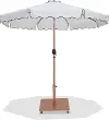 Amalfi White Patio Umbrella with Teak Aluminum Base Set