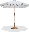 Amalfi White Patio Umbrella with Teak Aluminum Base Set