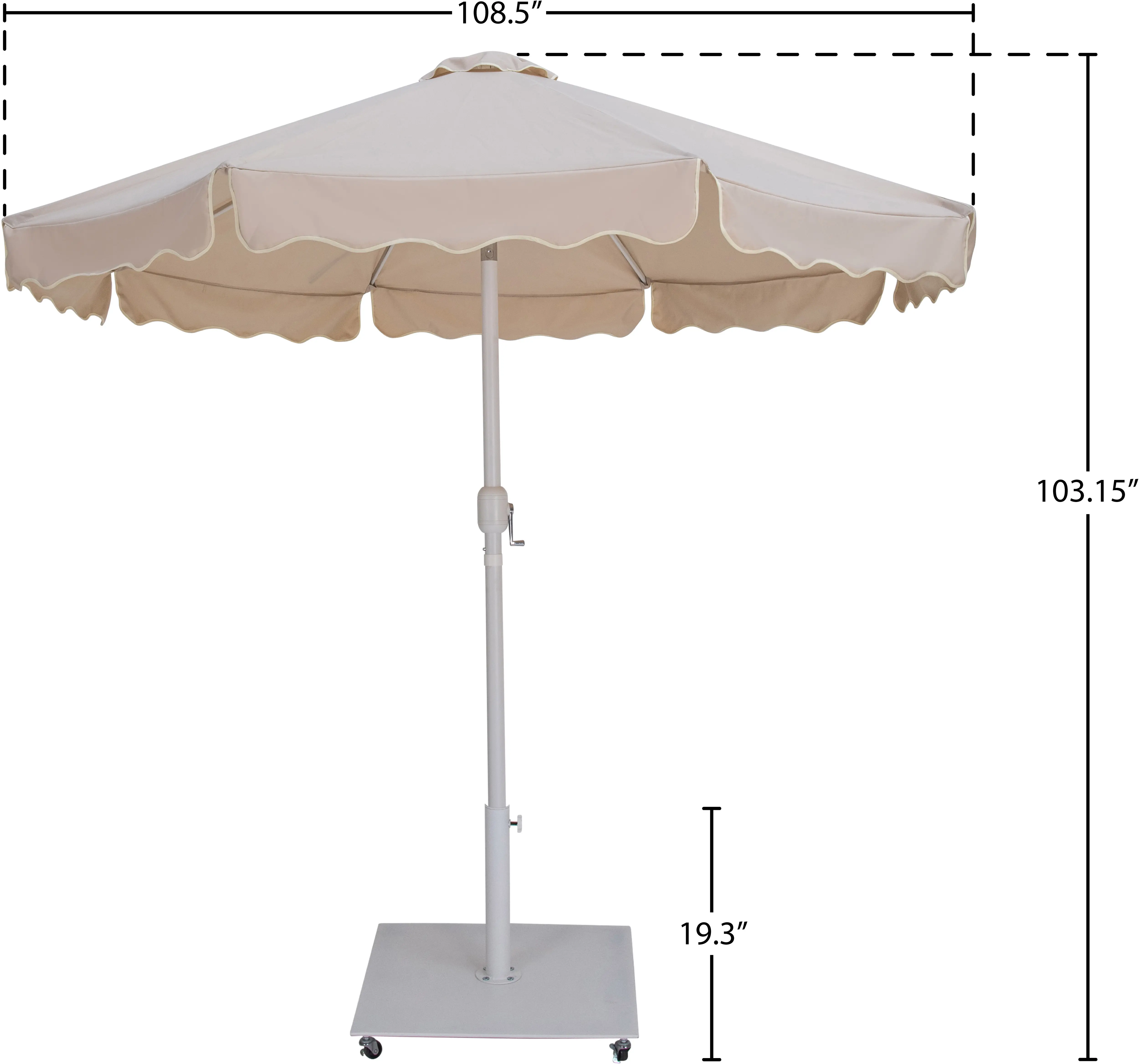 Amalfi Beige Patio Umbrella with White Aluminum Base Set-14