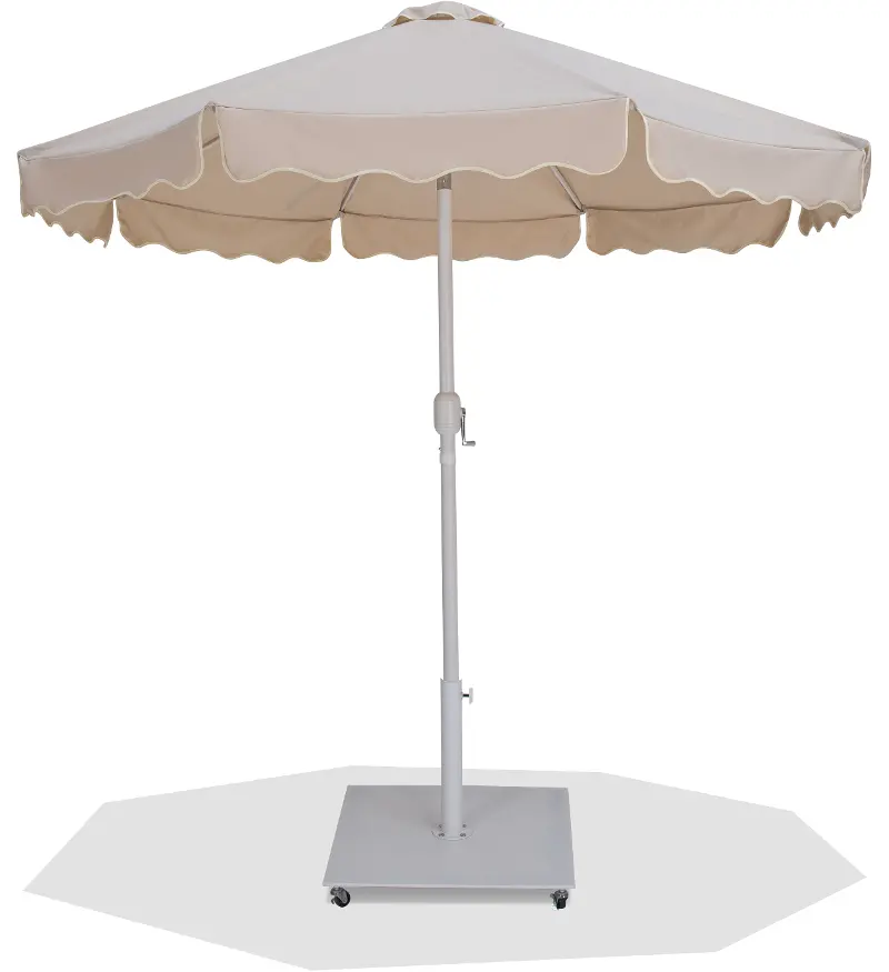 Amalfi Beige Patio Umbrella with White Aluminum Base Set