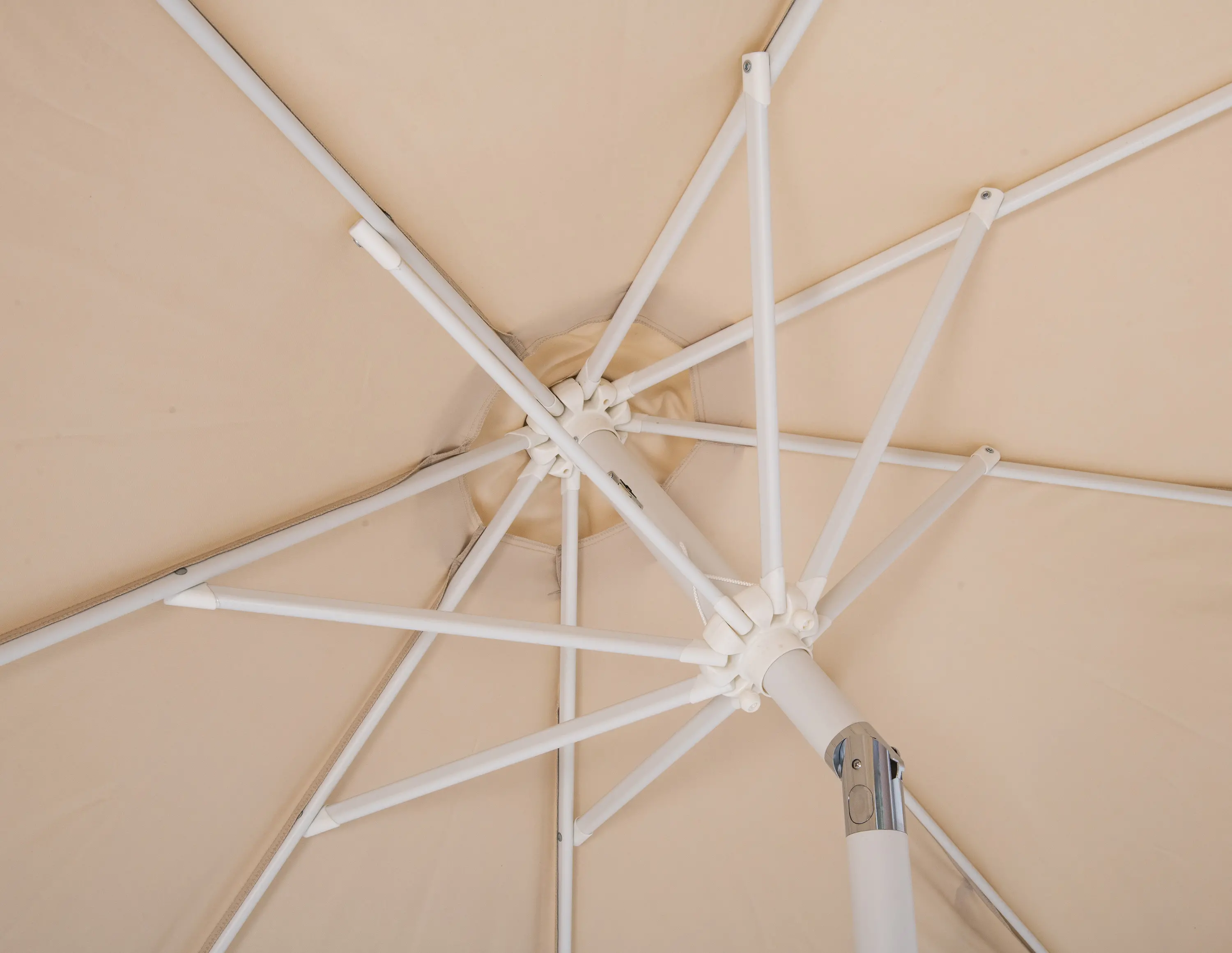 Amalfi Beige Patio Umbrella with White Aluminum Base Set-6
