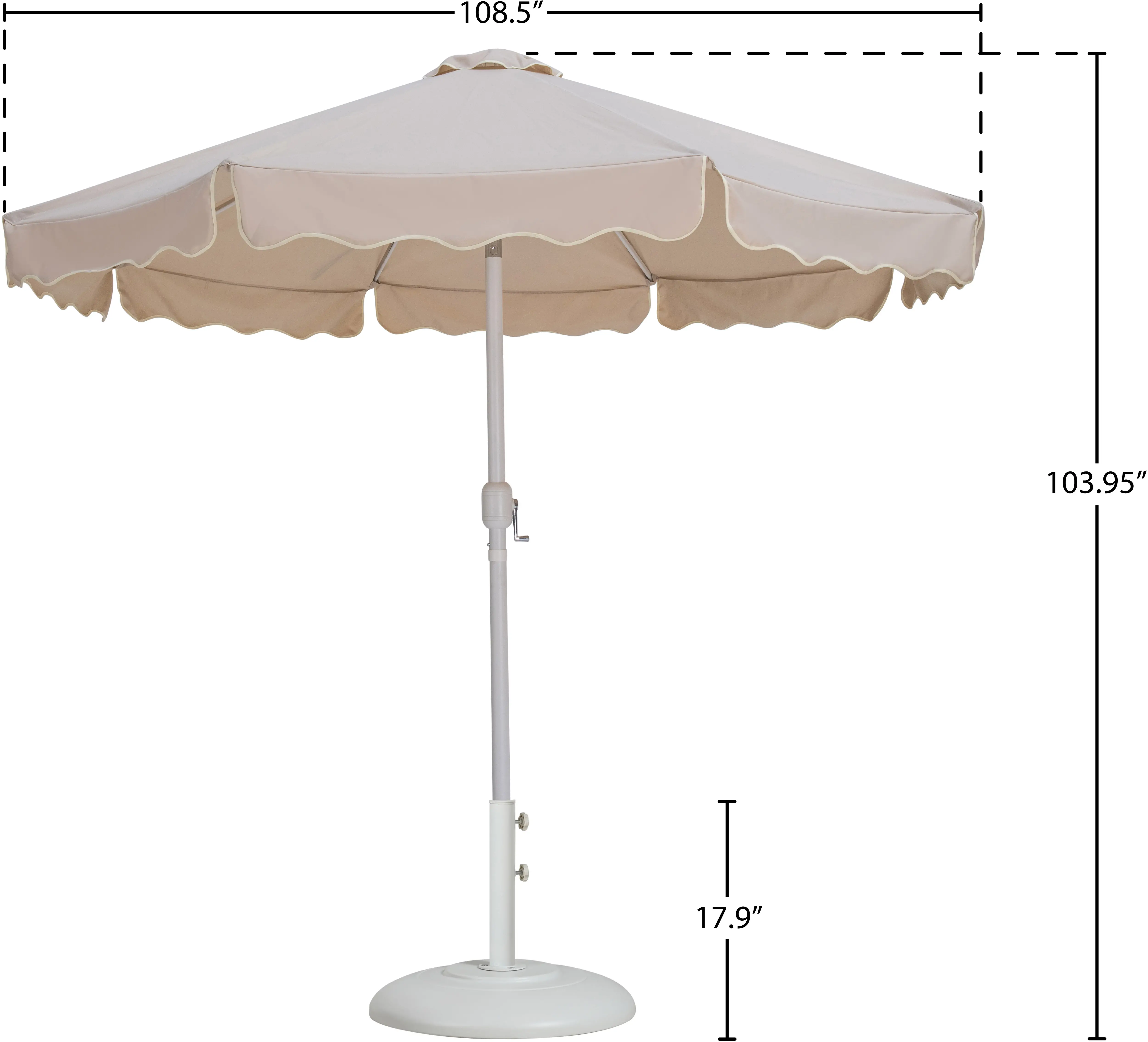 Amalfi Beige Patio Umbrella with White Aluminum Base Set-15