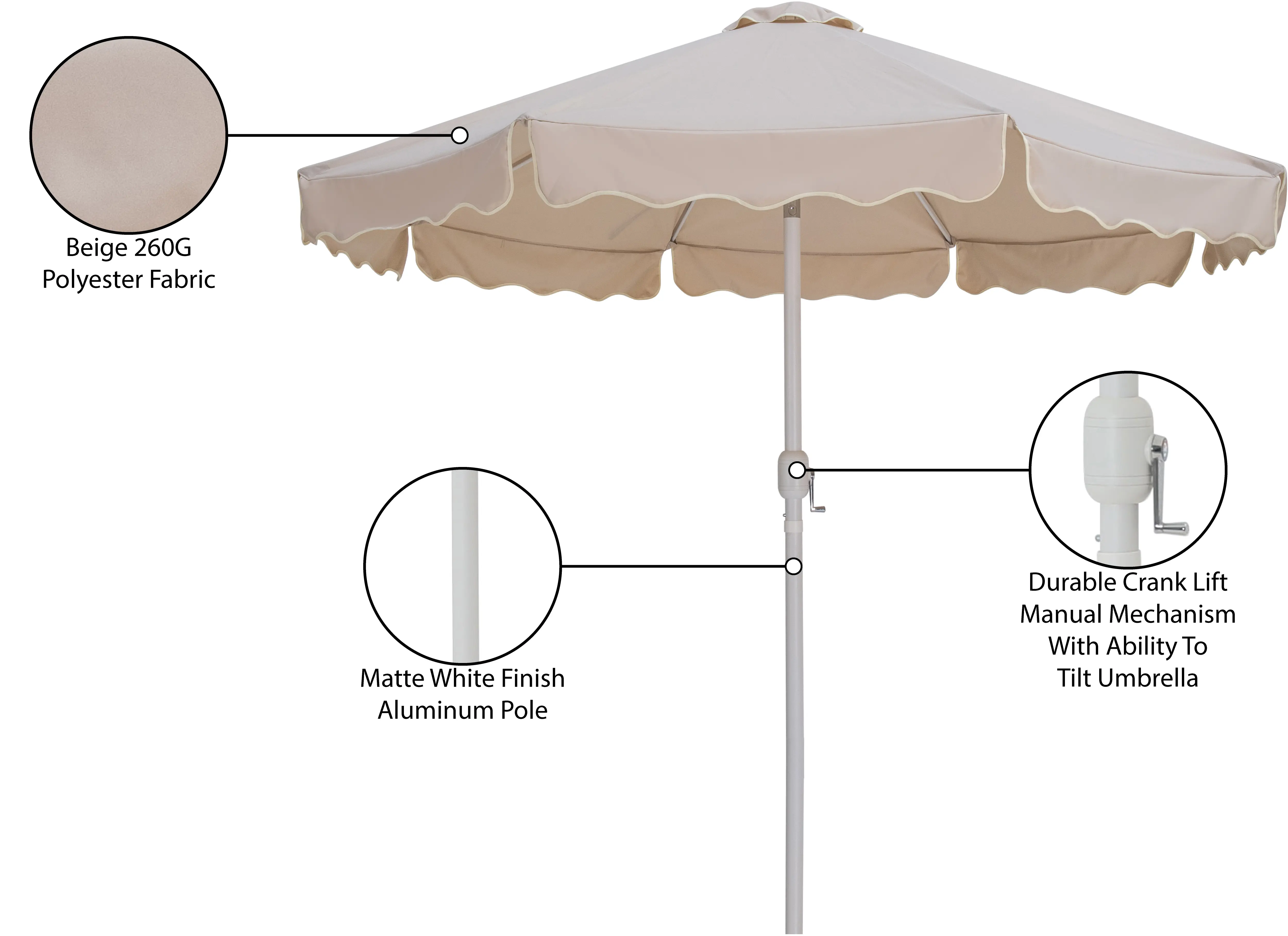 Amalfi Beige Patio Umbrella-10