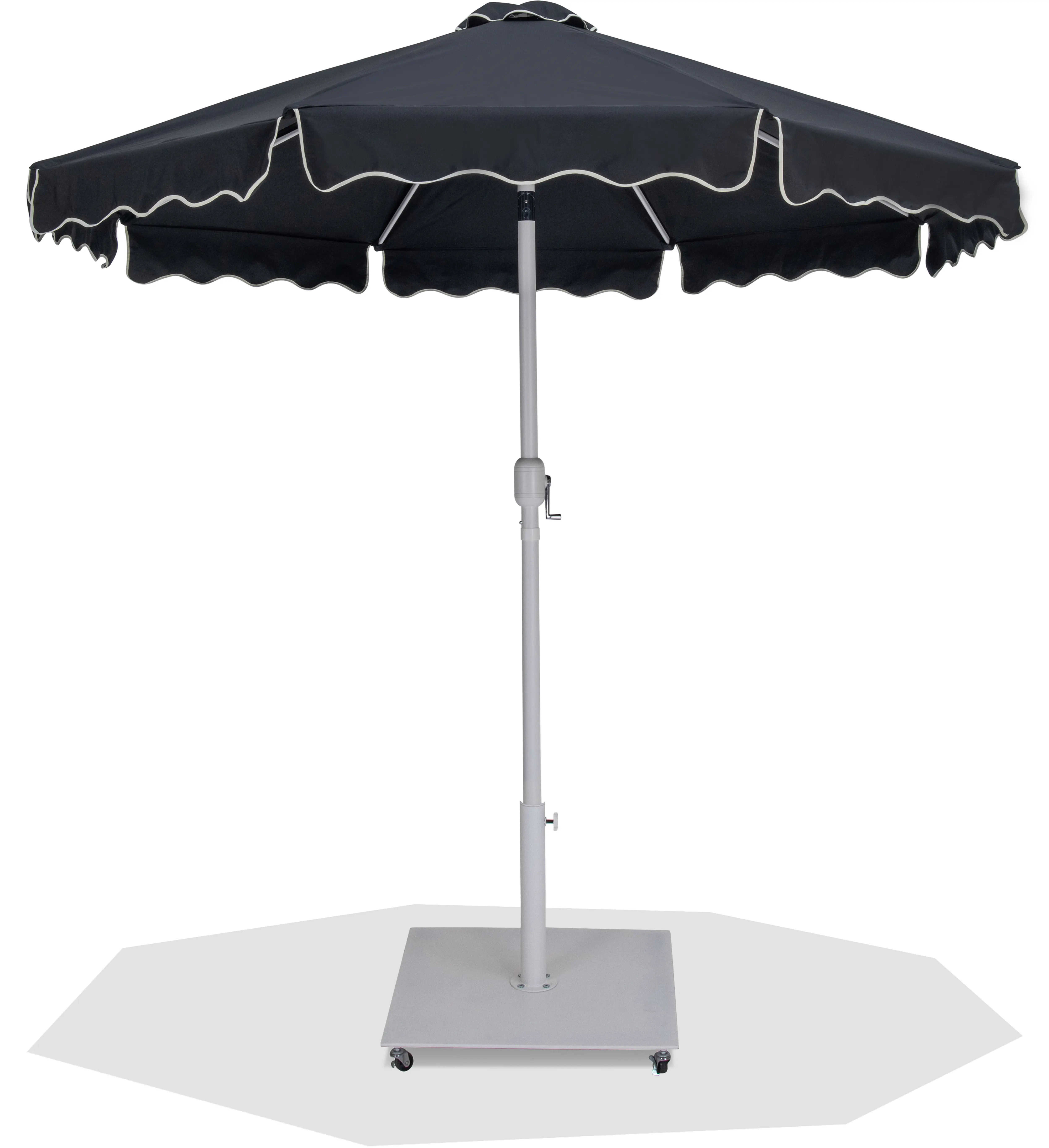 Amalfi Black Patio Umbrella with White Aluminum Base Set-1