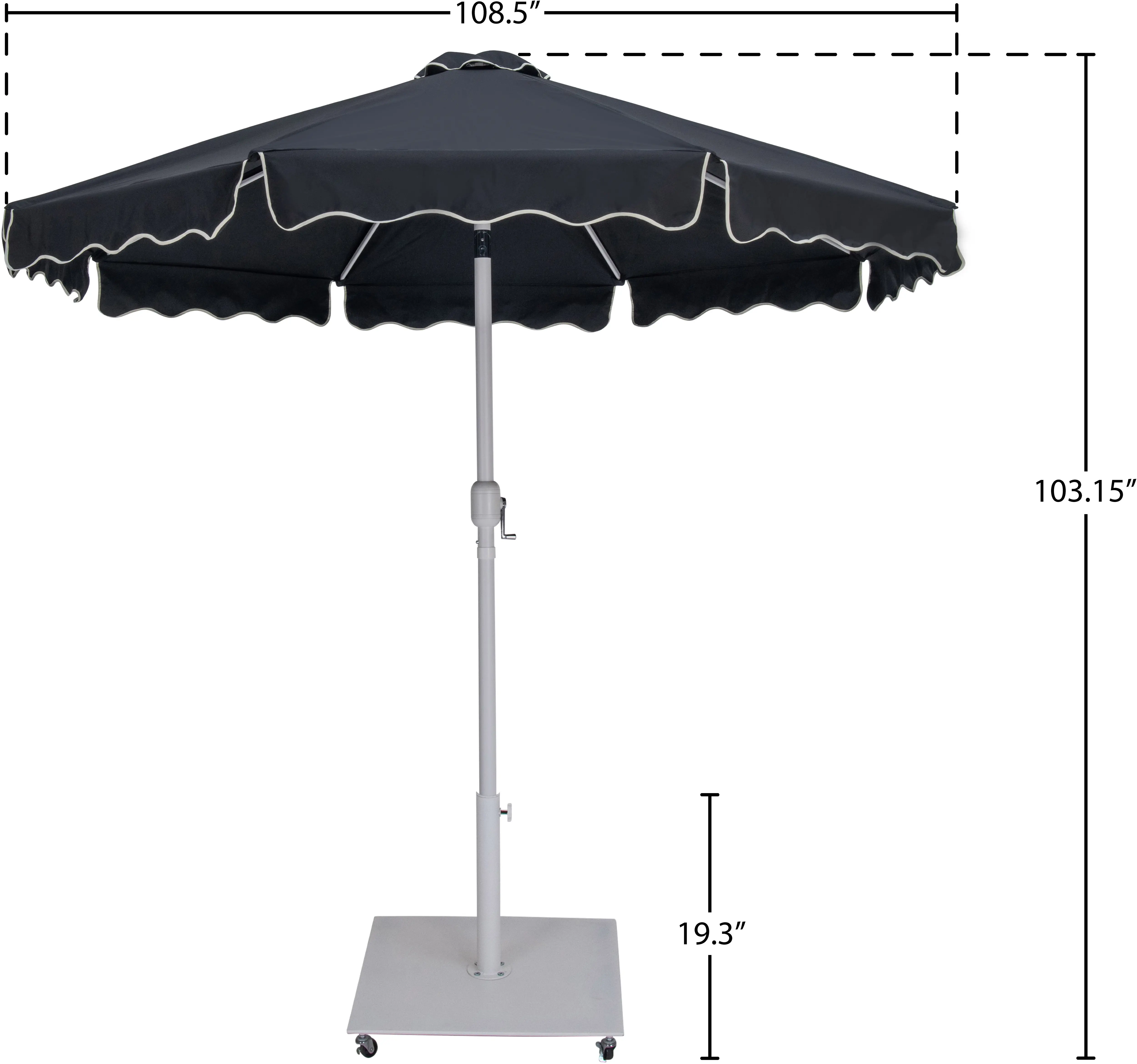 Amalfi Black Patio Umbrella with White Aluminum Base Set-14