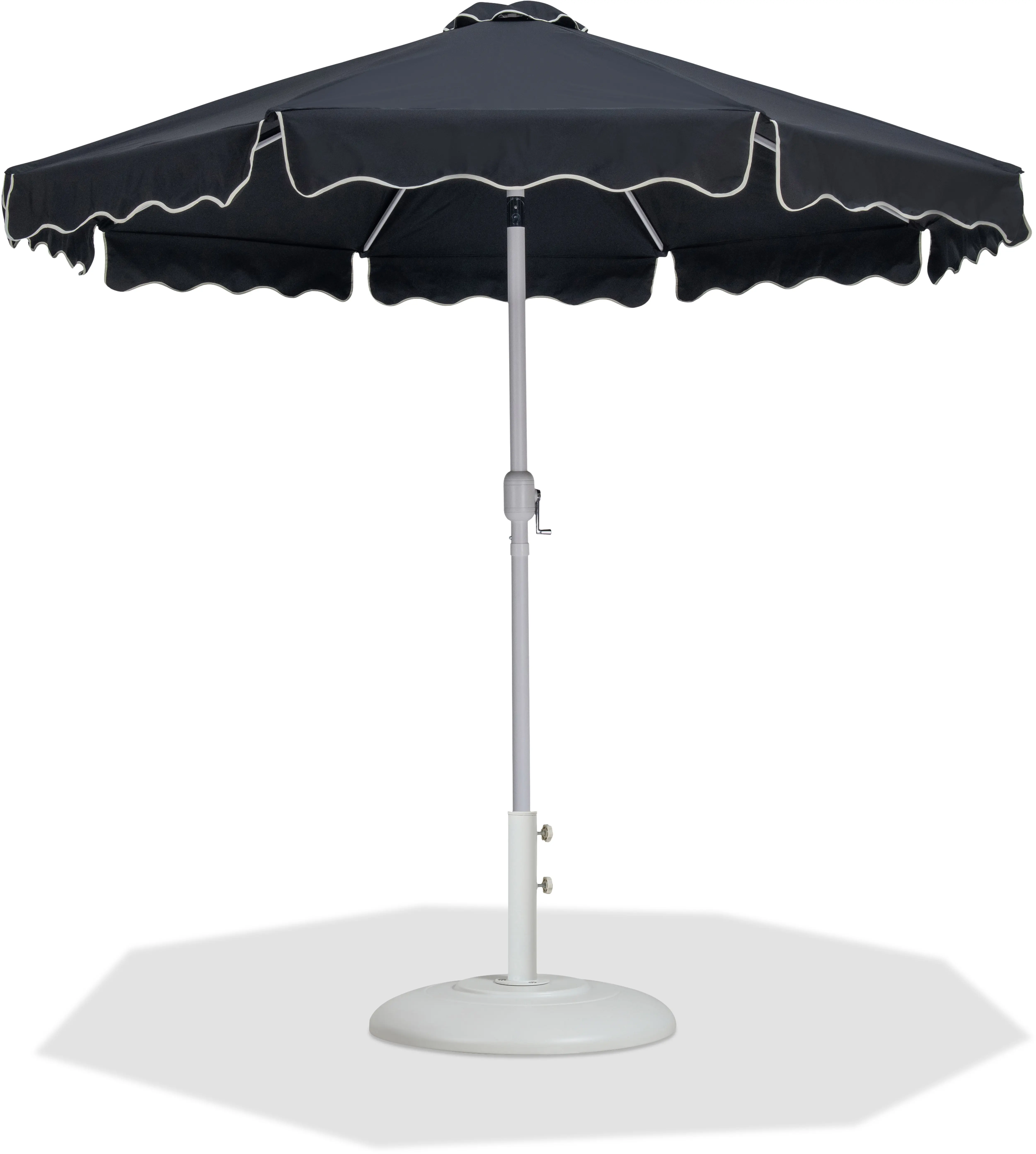Amalfi Black Patio Umbrella with White Aluminum Base Set-1