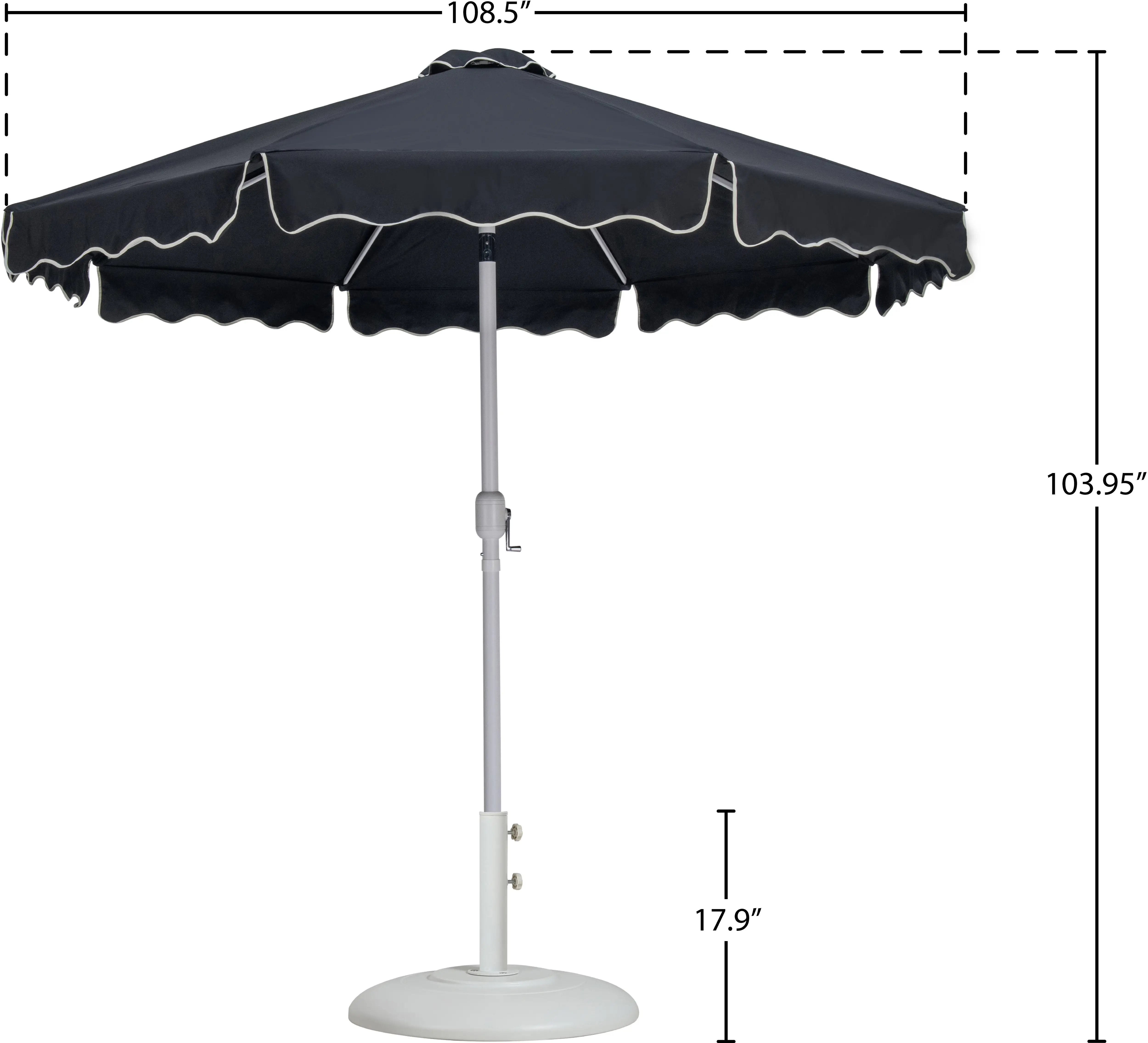 Amalfi Black Patio Umbrella with White Aluminum Base Set-15