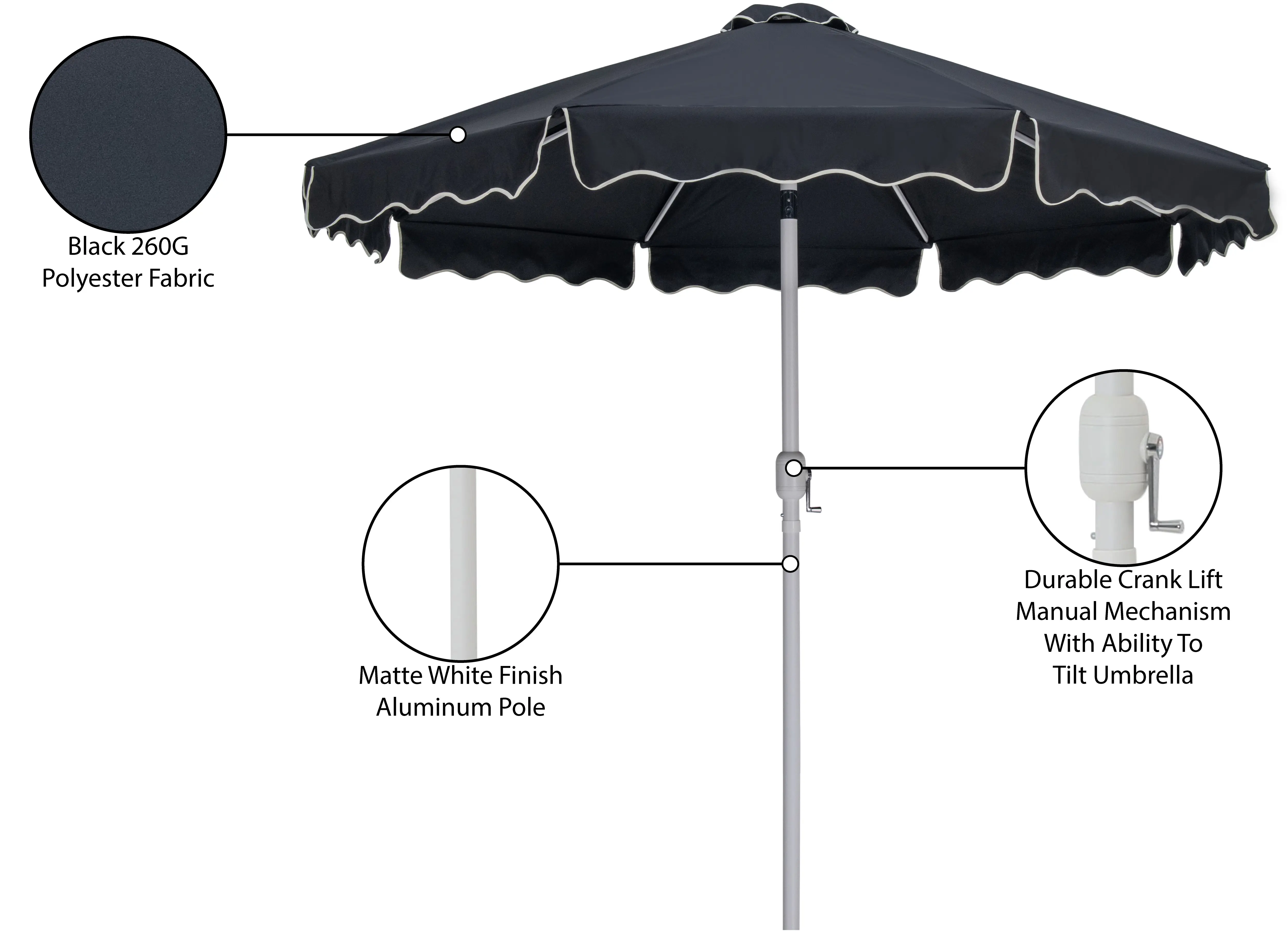 Amalfi Black Patio Umbrella-10