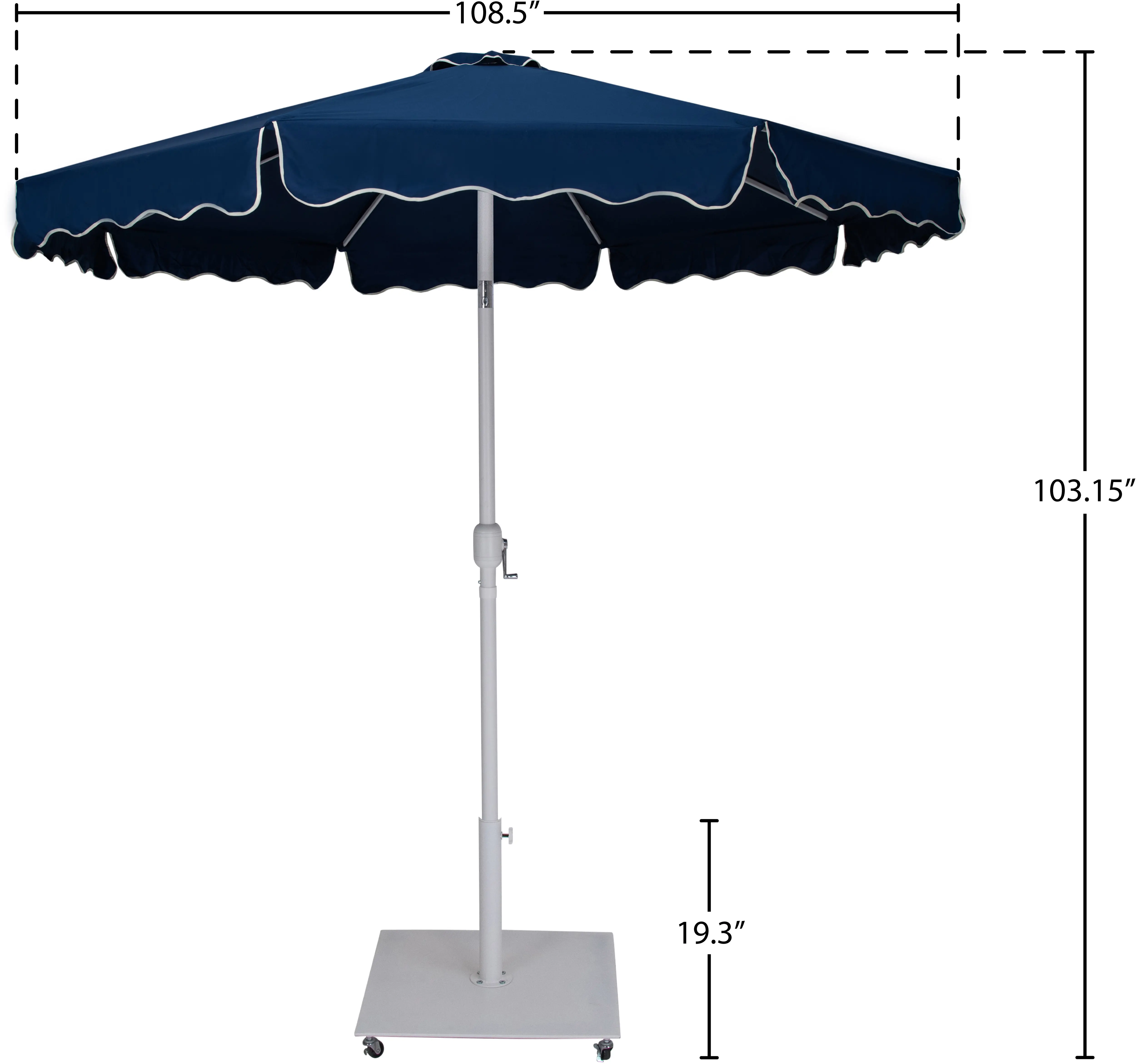 Amalfi Navy Patio Umbrella with White Aluminum Base Set-14