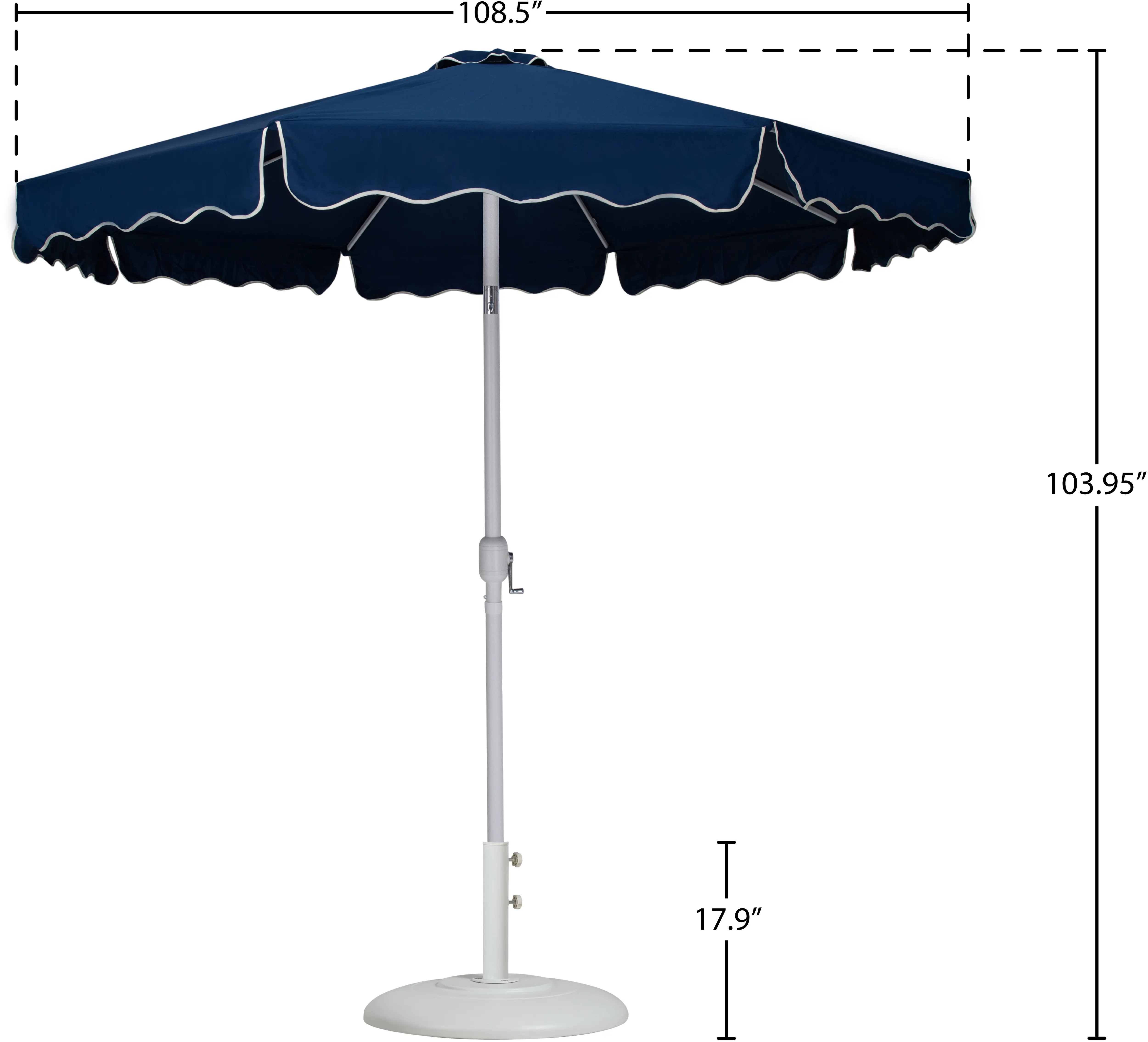 Amalfi Navy Patio Umbrella with White Aluminum Base Set-15