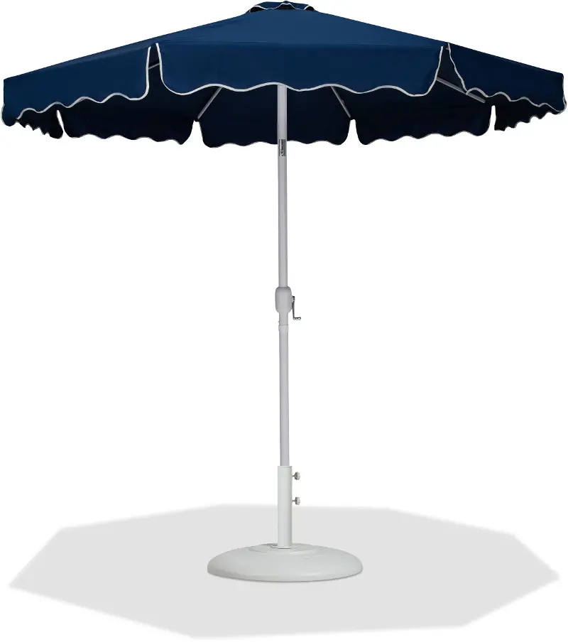 Amalfi Navy Patio Umbrella with White Aluminum Base Set