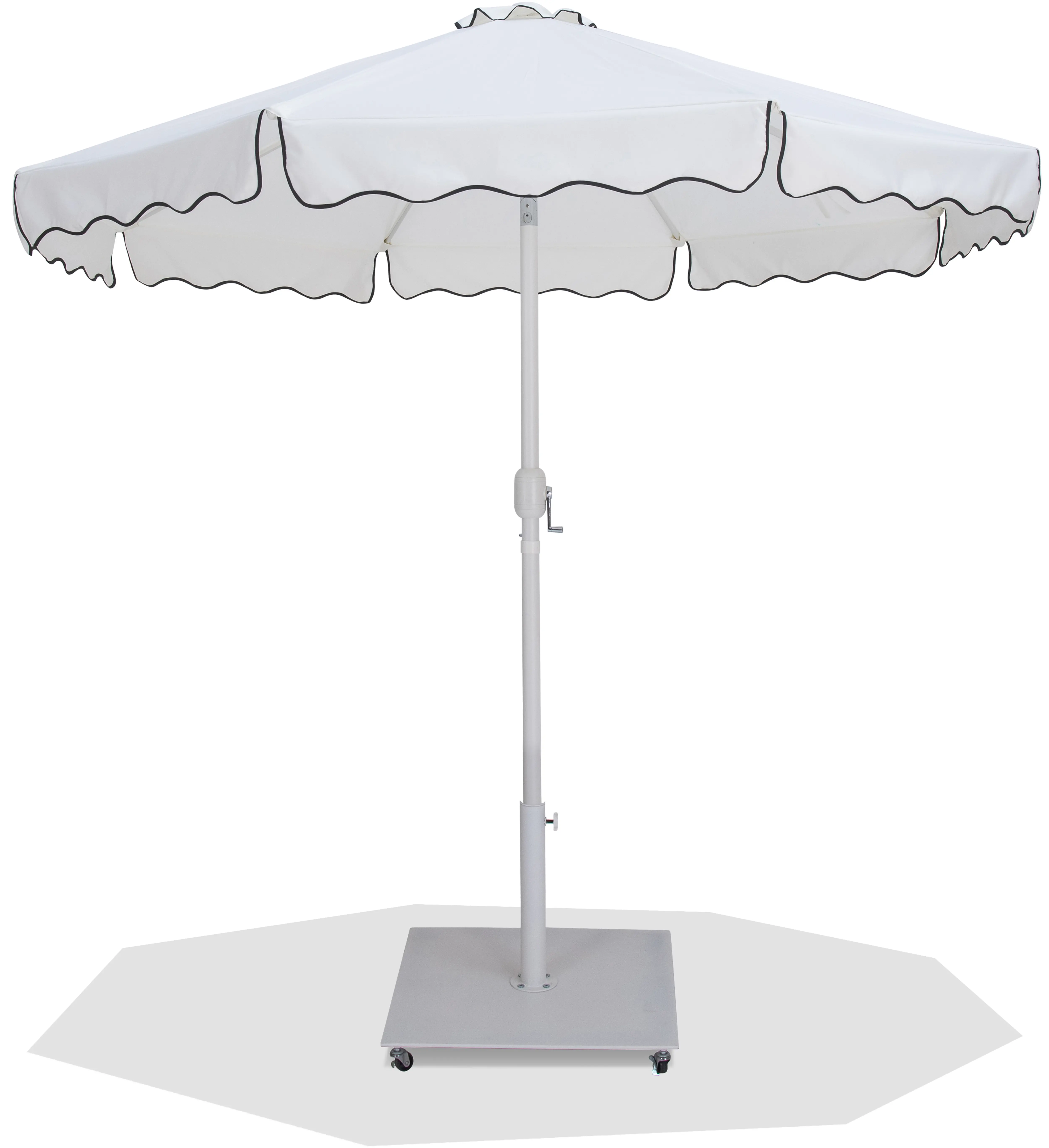 Amalfi White Patio Umbrella with White Aluminum Base Set-1